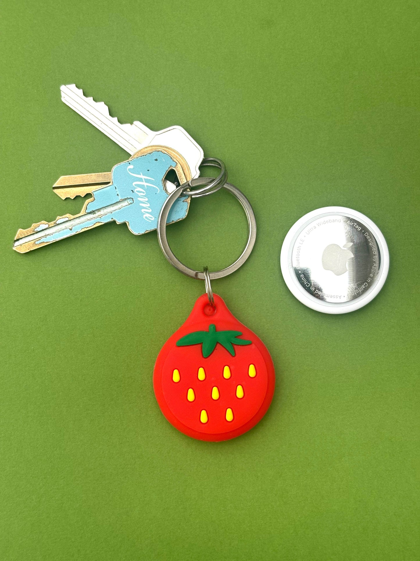 Strawberry Cartoon Silicone AirTag Cover Keychain — Fun AirTag Holder for Kids’ Backpack & Shoes - PACK OF JOY