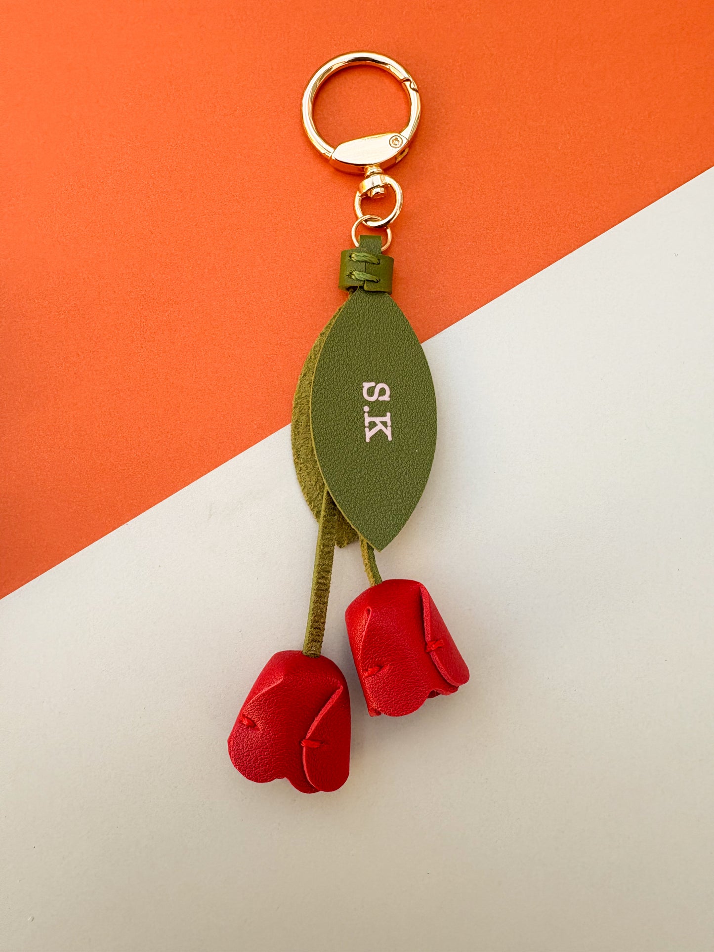 Personalized Vegan Leather Tulip Bag Charm- Gift Elegance To A Loved One