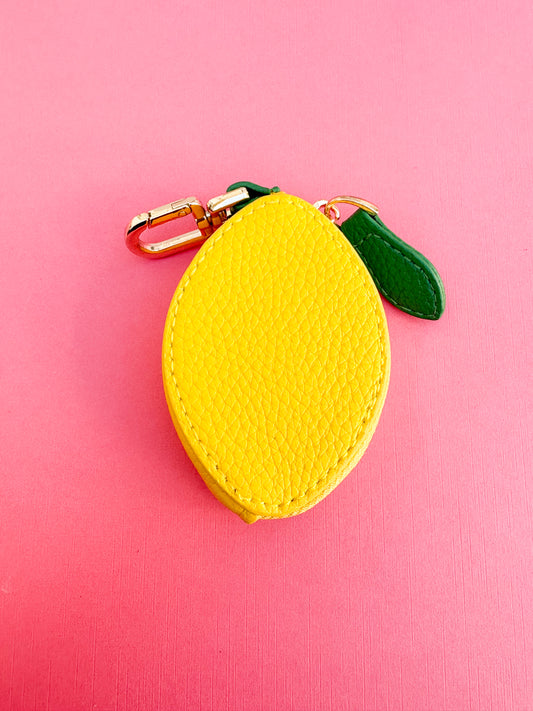 Vibrant Lemon Coin Case/Bag Charm – Cute & Practical Accessory