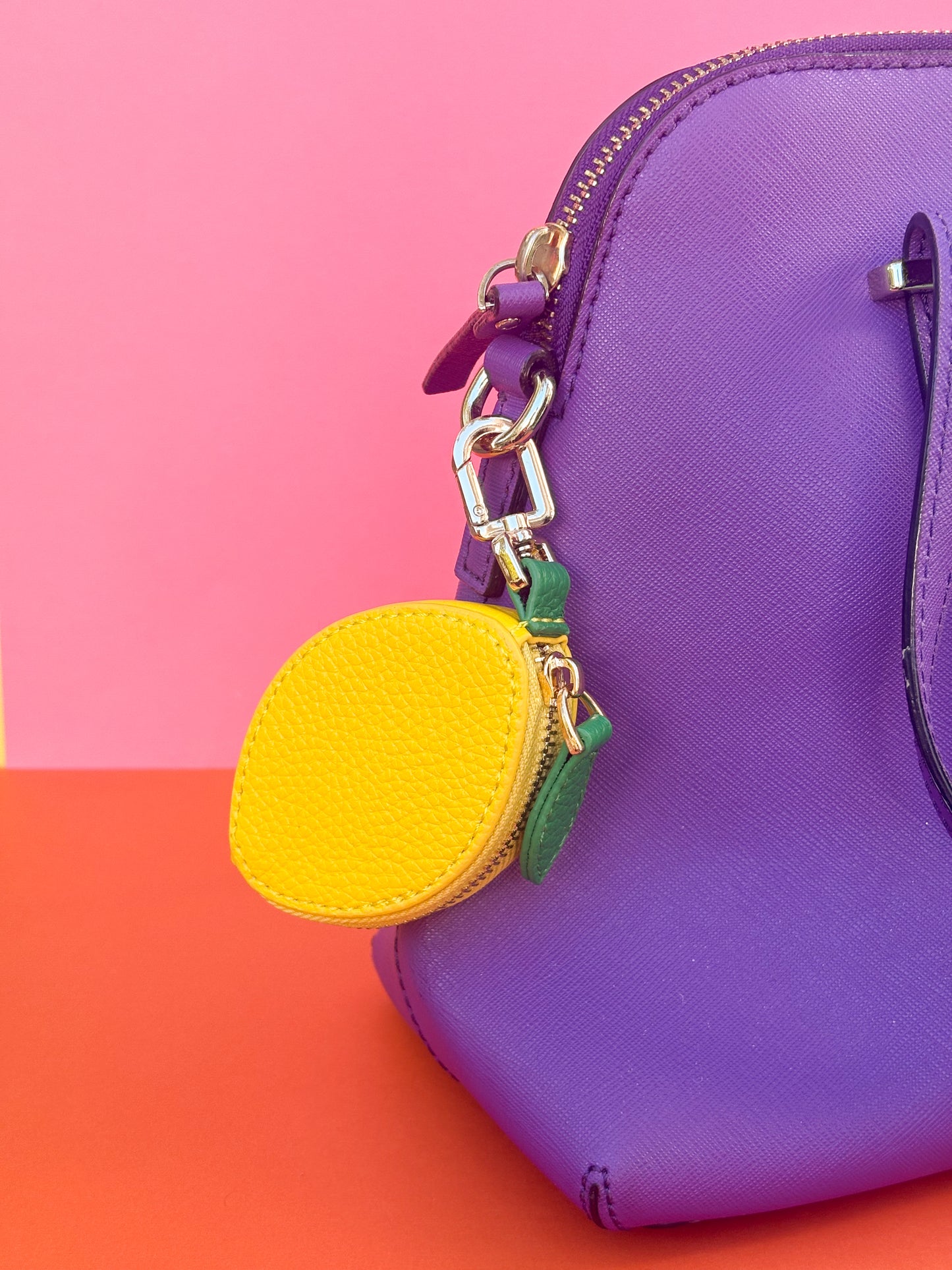 Vibrant Lemon Coin Case/Bag Charm – Cute & Practical Accessory