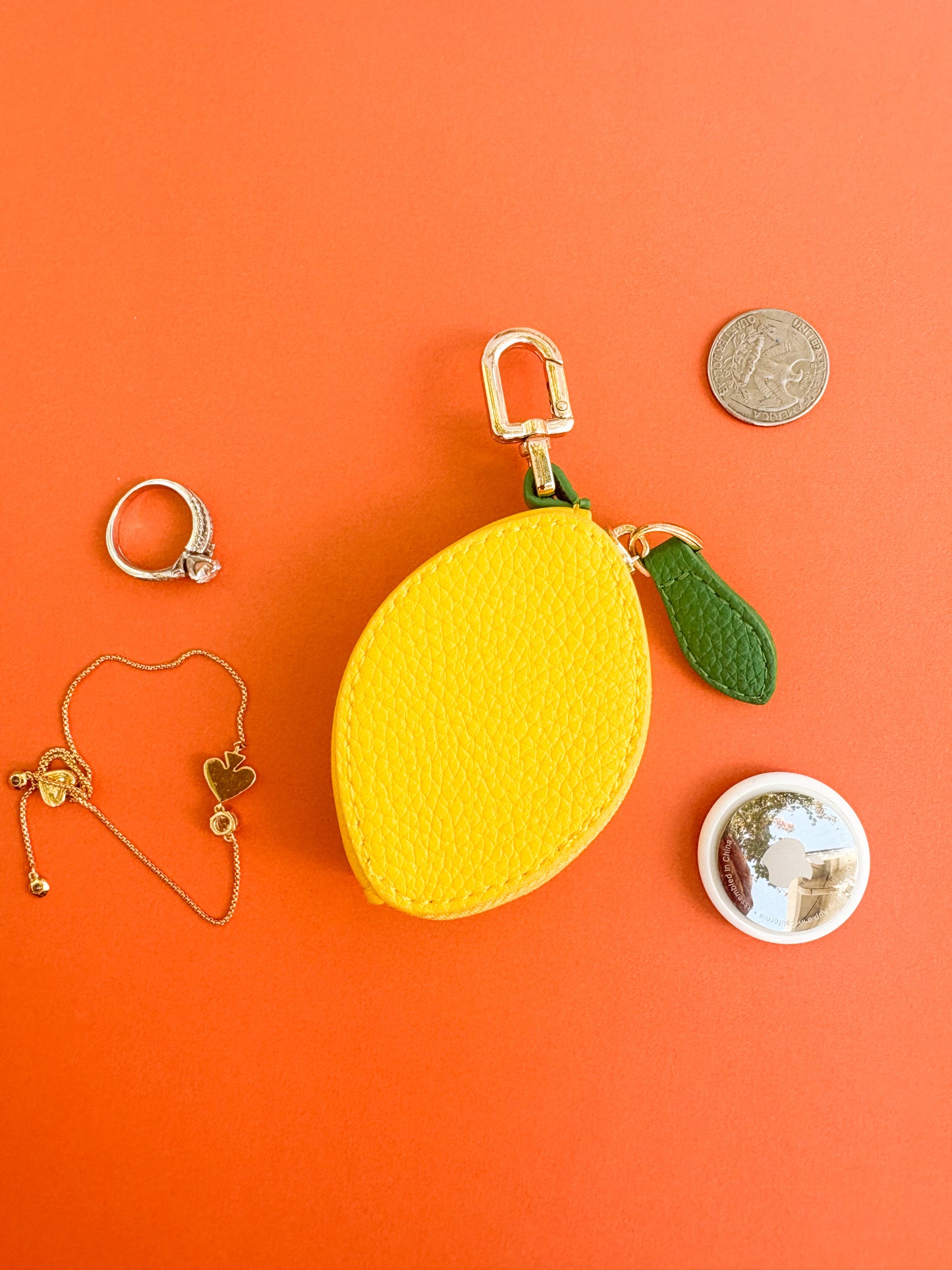 Vibrant Lemon Coin Case/Bag Charm – Cute & Practical Accessory