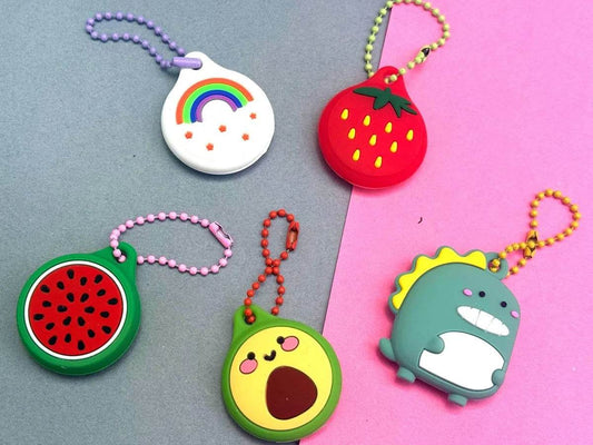 Colorful Dinosaur Silicone AirTag Holder Keychain — Fun AirTag Cover for Kids’ Backpacks & Shoes - PACK OF JOY