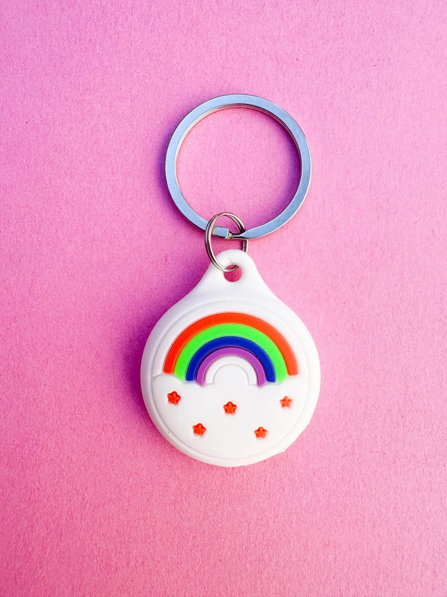 Rainbow Silicone AirTag Cover Keychain — Colorful AirTag Holder for Kids’ Backpacks & Shoes - PACK OF JOY