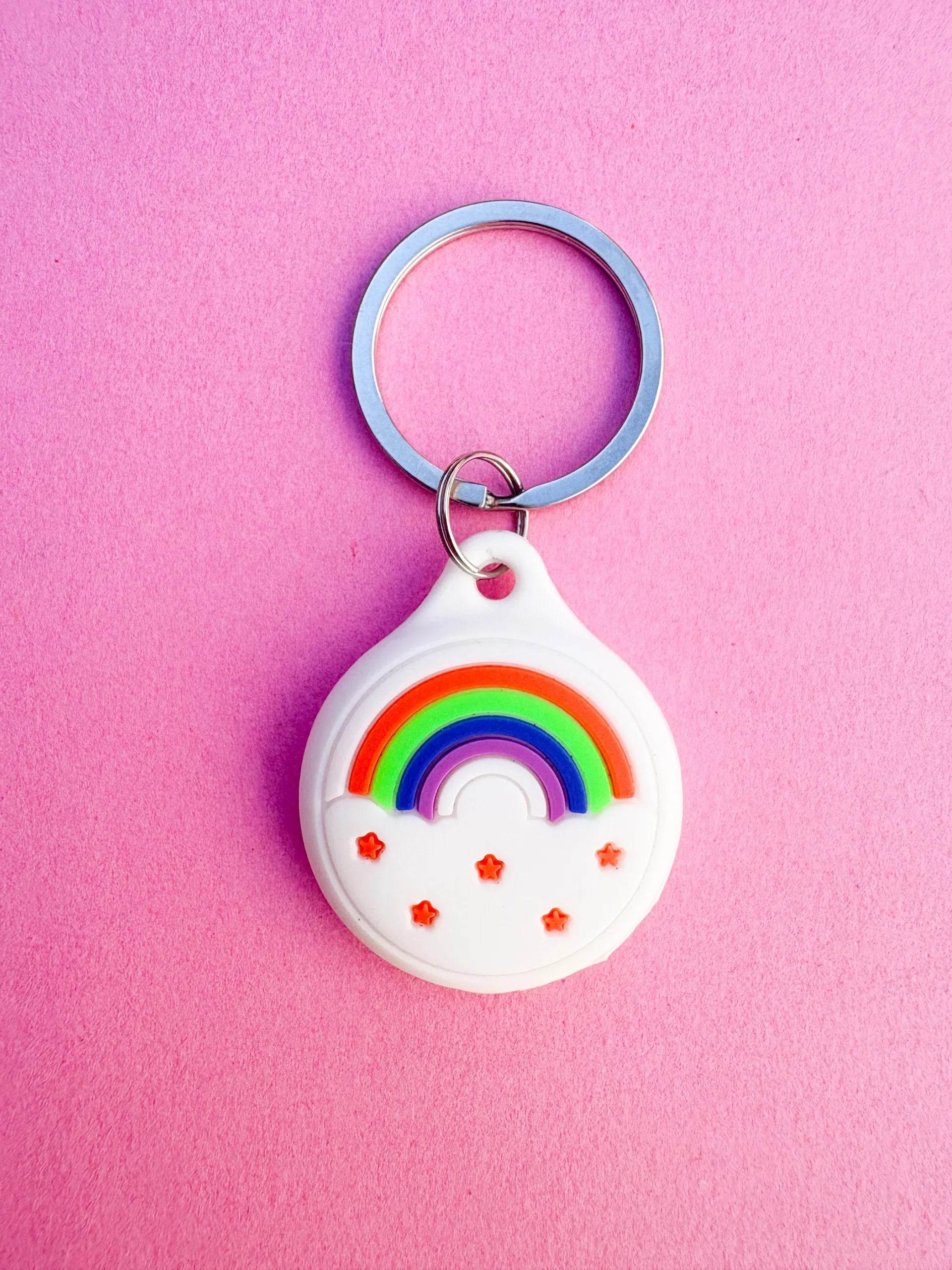 Rainbow Silicone AirTag Cover Keychain — Colorful AirTag Holder for Kids’ Backpacks & Shoes - PACK OF JOY