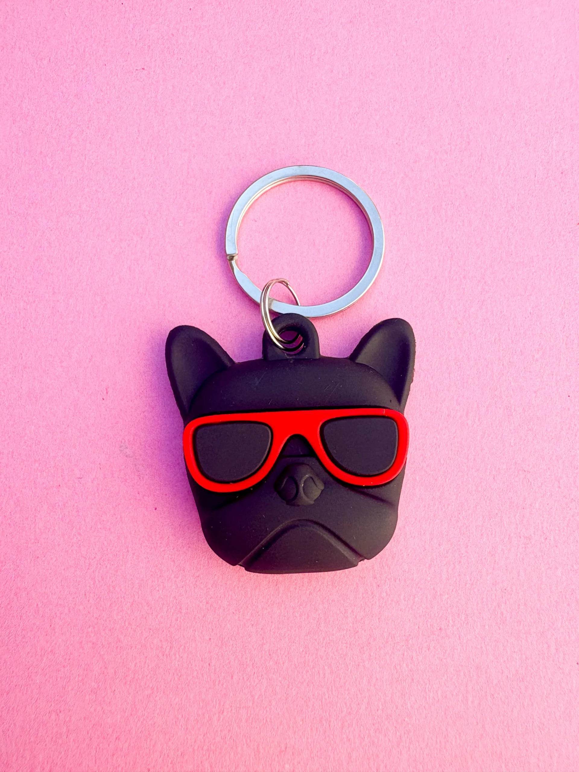 Colorful Cartoon Bulldog Silicone AirTag Cover Keychain — Fun AirTag Holder for Kids’ Backpack or Shoes - PACK OF JOY