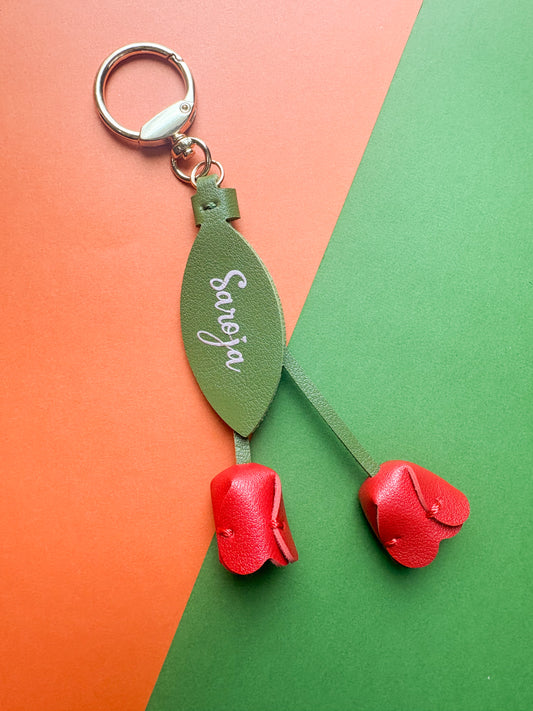 Personalized Vegan Leather Tulip Bag Charm- Gift Elegance To A Loved One