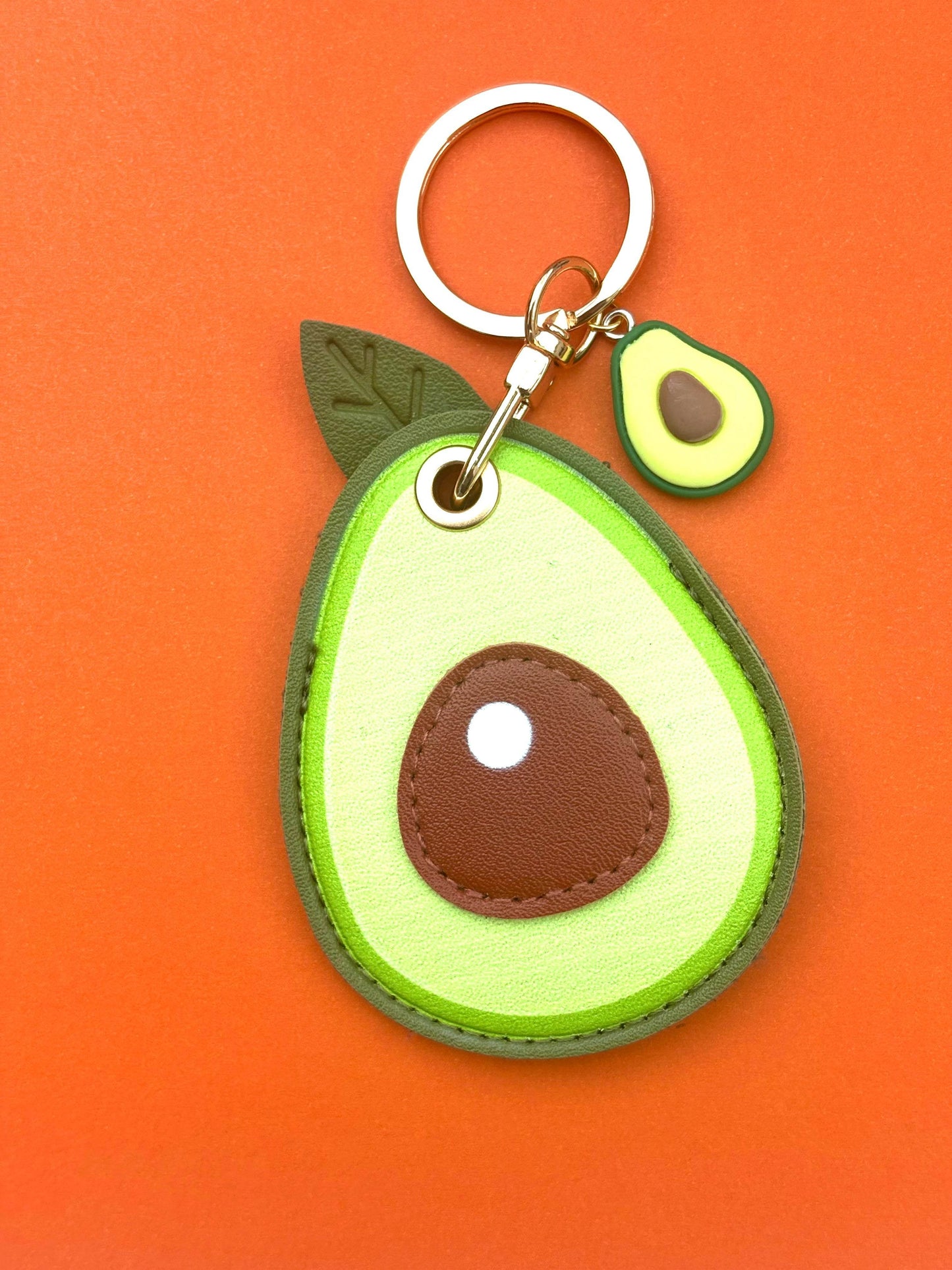 Avocado Vegan Leather AirTag Holder Keychain — Stylish AirTag Case with Tassel or Charm - PACK OF JOY