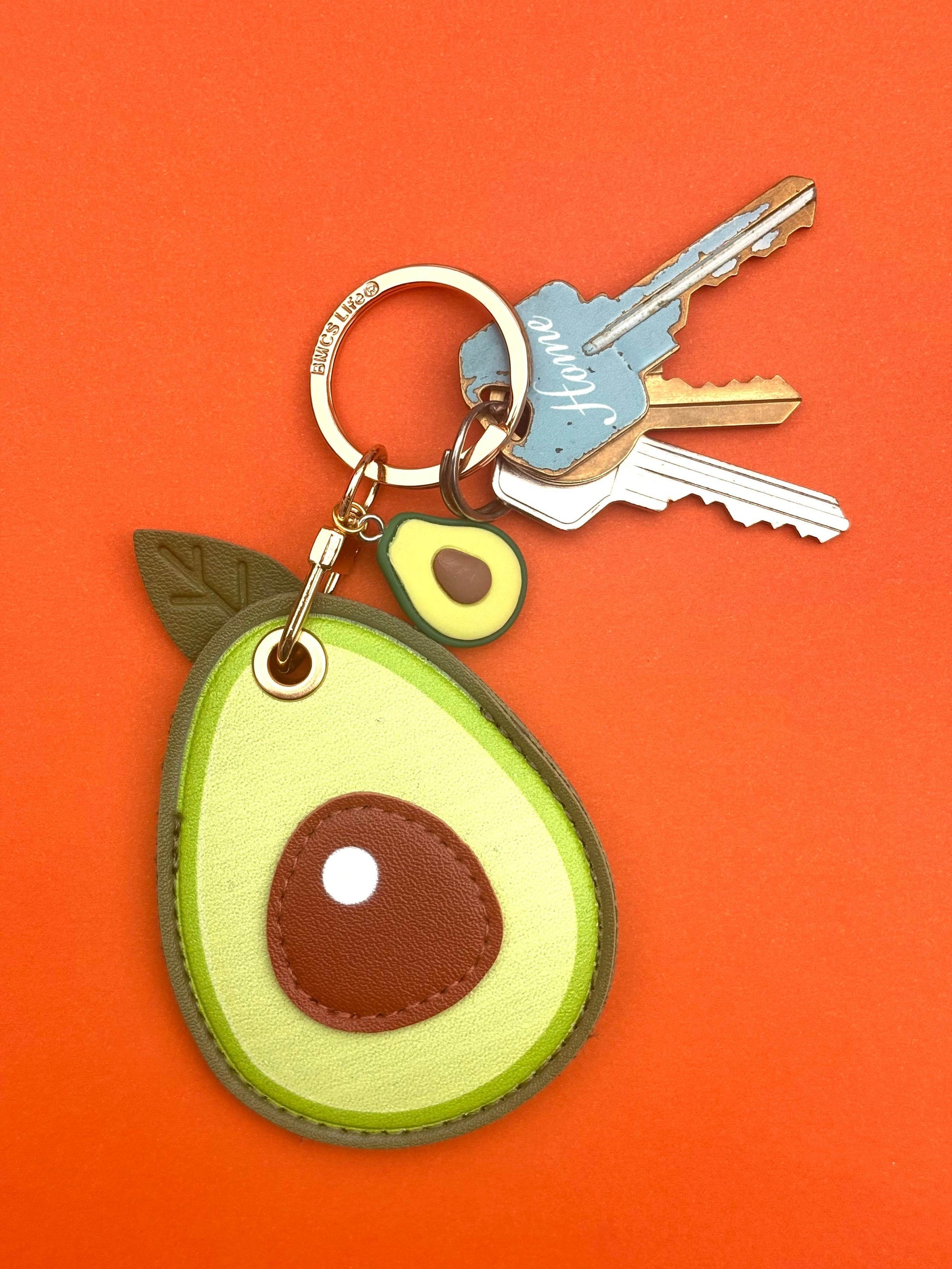 Avocado Vegan Leather AirTag Holder Keychain — Stylish AirTag Case with Tassel or Charm - PACK OF JOY