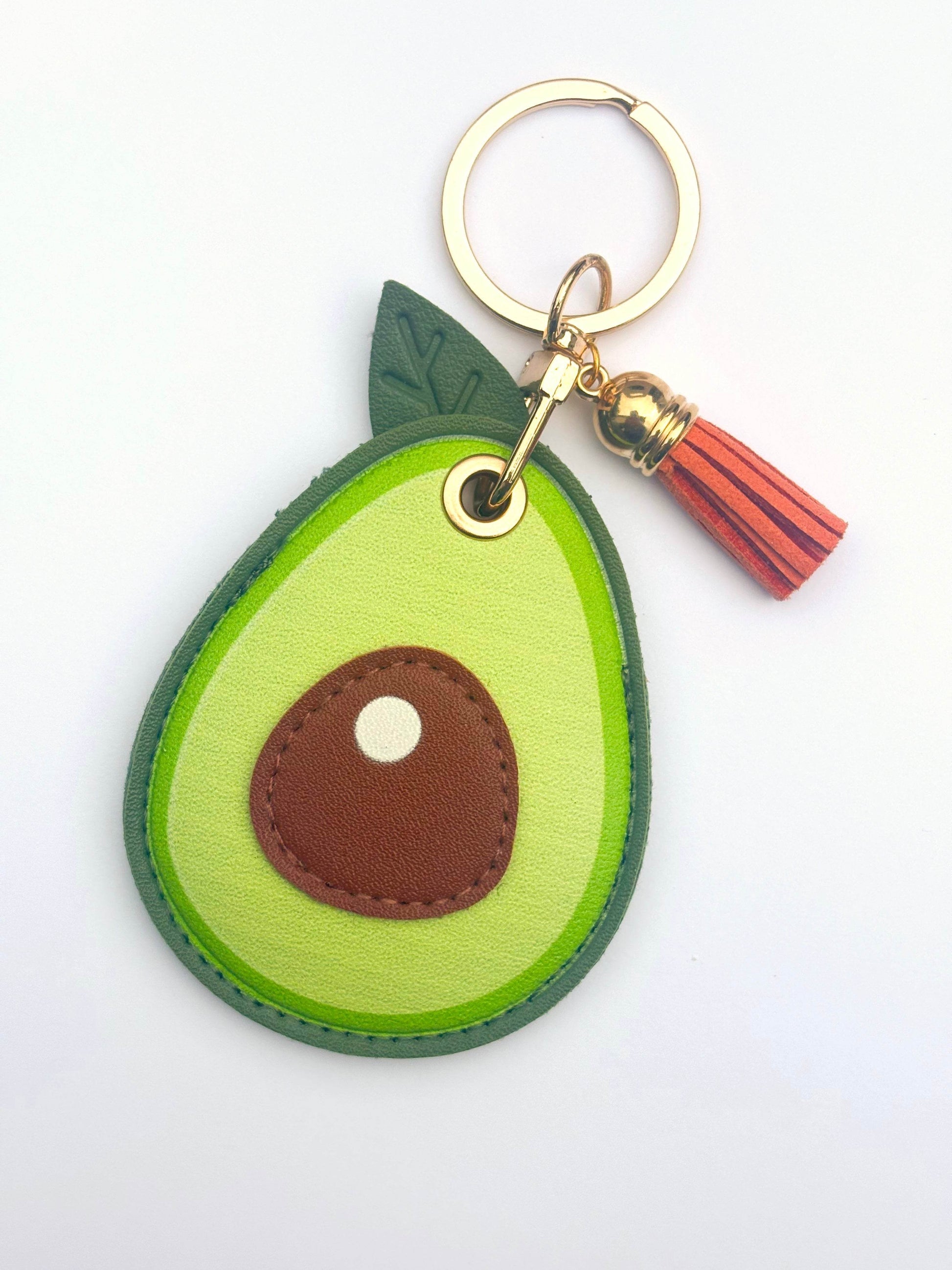 Avocado Vegan Leather AirTag Holder Keychain — Stylish AirTag Case with Tassel or Charm - PACK OF JOY