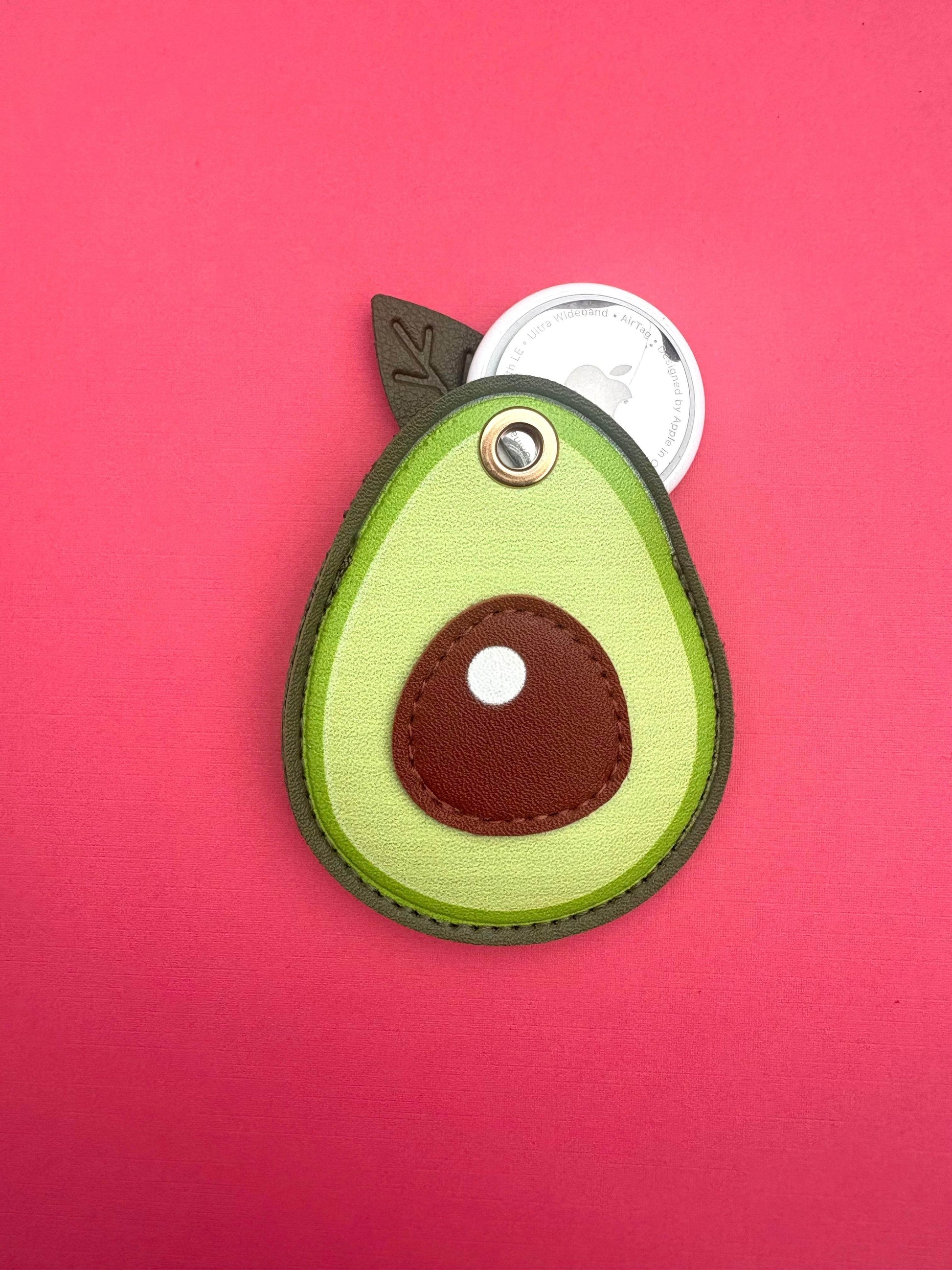 Avocado Vegan Leather AirTag Holder Keychain — Stylish AirTag Case with Tassel or Charm - PACK OF JOY