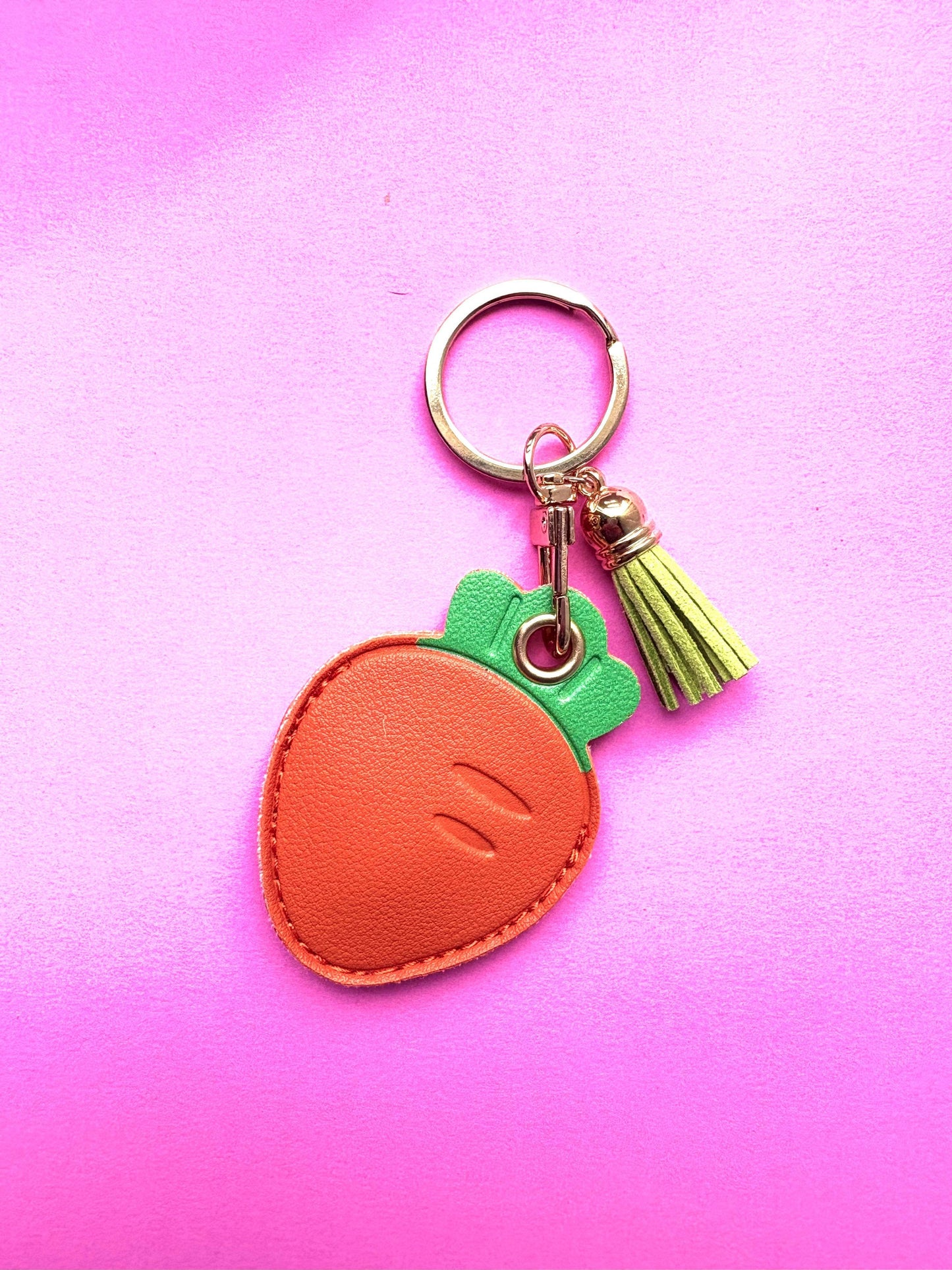 Carrot Orange Vegan Leather AirTag Holder Keychain — Cute Veggie AirTag Case with Charm - PACK OF JOY