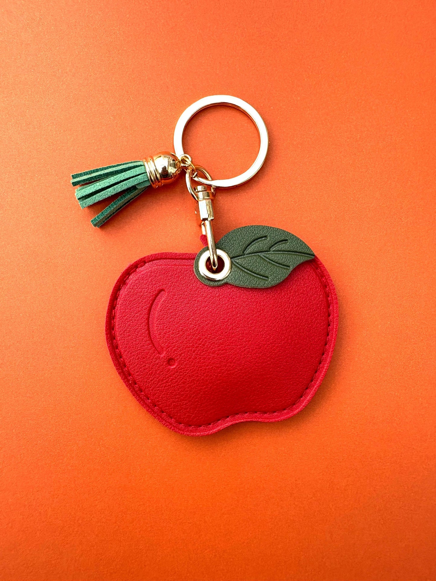 Apple Vegan Leather AirTag Holder Keychain — Bright AirTag Case with Charm - PACK OF JOY