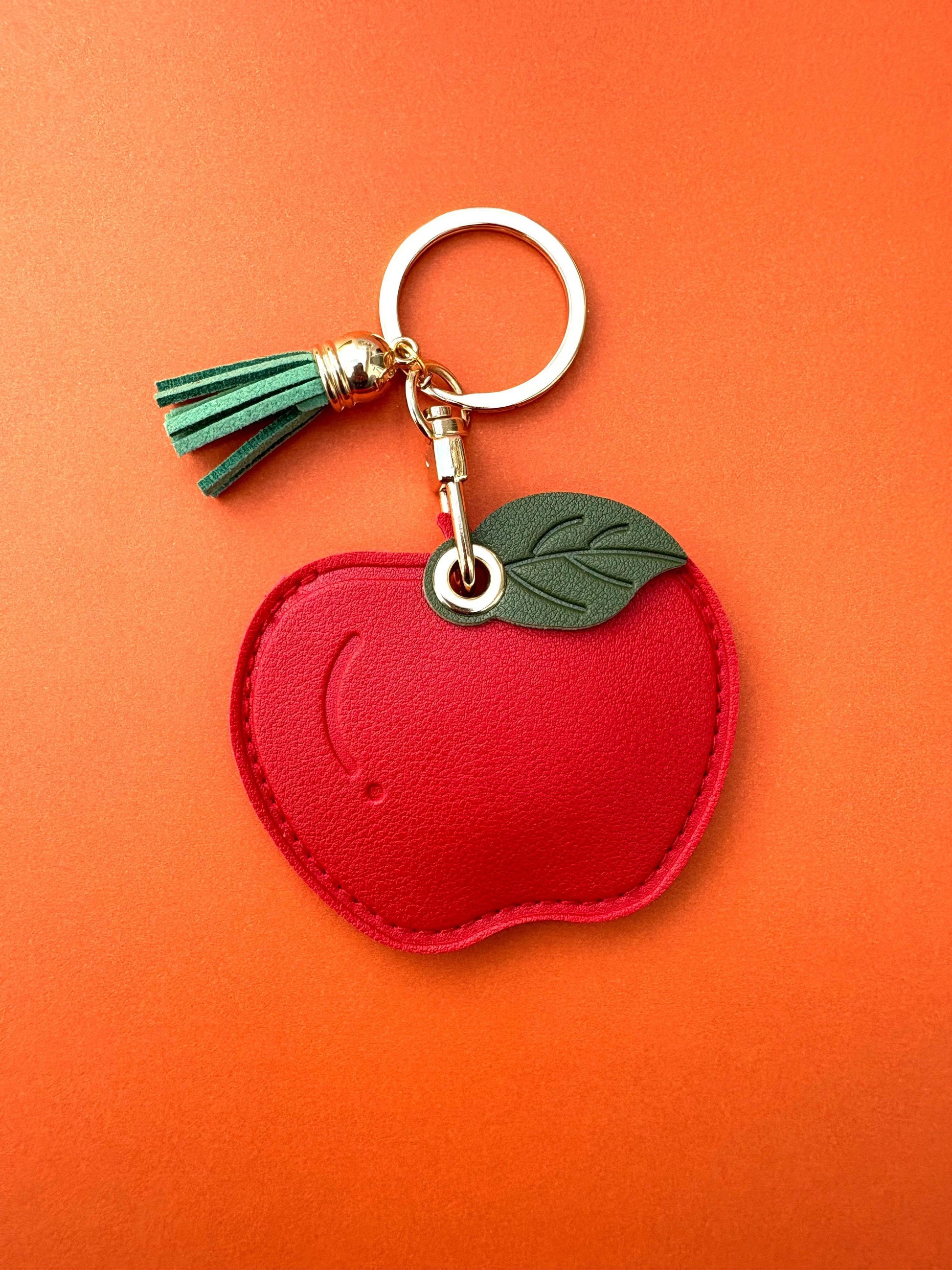 Apple Vegan Leather AirTag Holder Keychain — Bright AirTag Case with Charm - PACK OF JOY