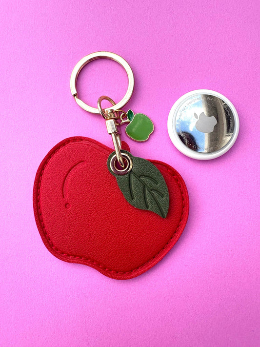 Apple Vegan Leather AirTag Holder Keychain — Bright AirTag Case with Charm - PACK OF JOY