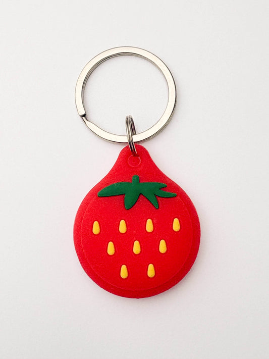 Strawberry Cartoon Silicone AirTag Cover Keychain — Fun AirTag Holder for Kids’ Backpack & Shoes - PACK OF JOY