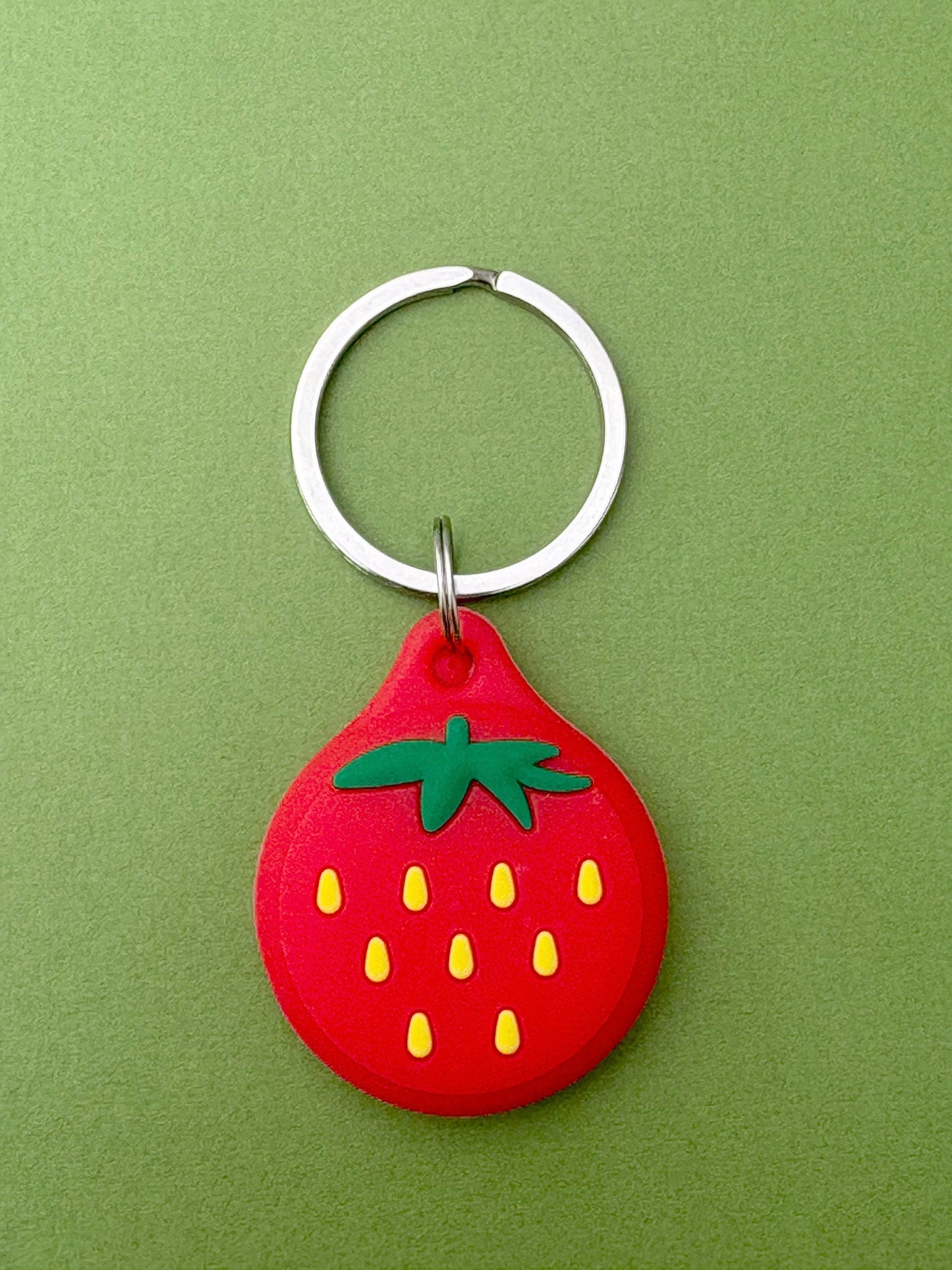 Strawberry Cartoon Silicone AirTag Cover Keychain — Fun AirTag Holder for Kids’ Backpack & Shoes - PACK OF JOY