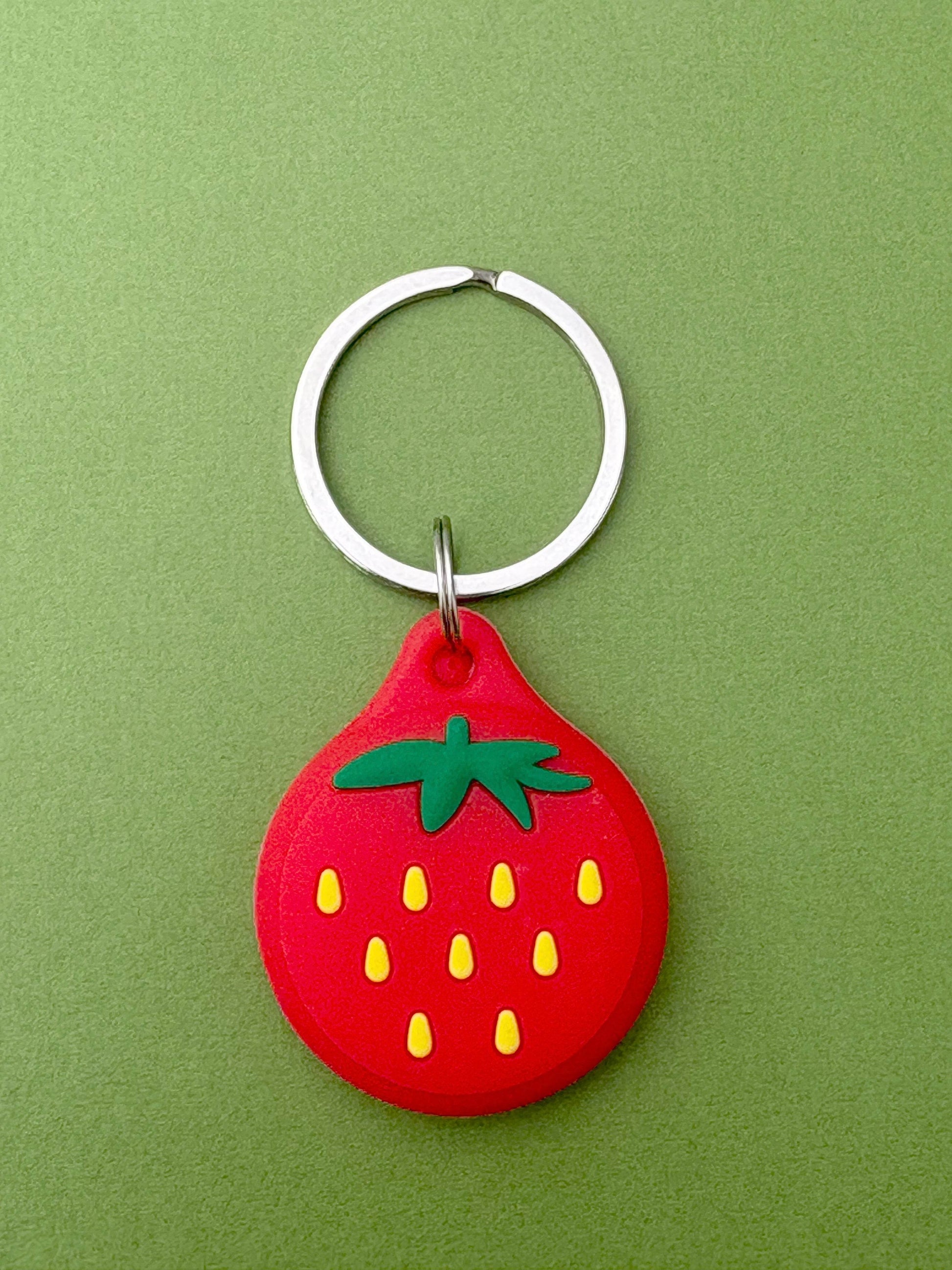 Strawberry Cartoon Silicone AirTag Cover Keychain — Fun AirTag Holder for Kids’ Backpack & Shoes - PACK OF JOY