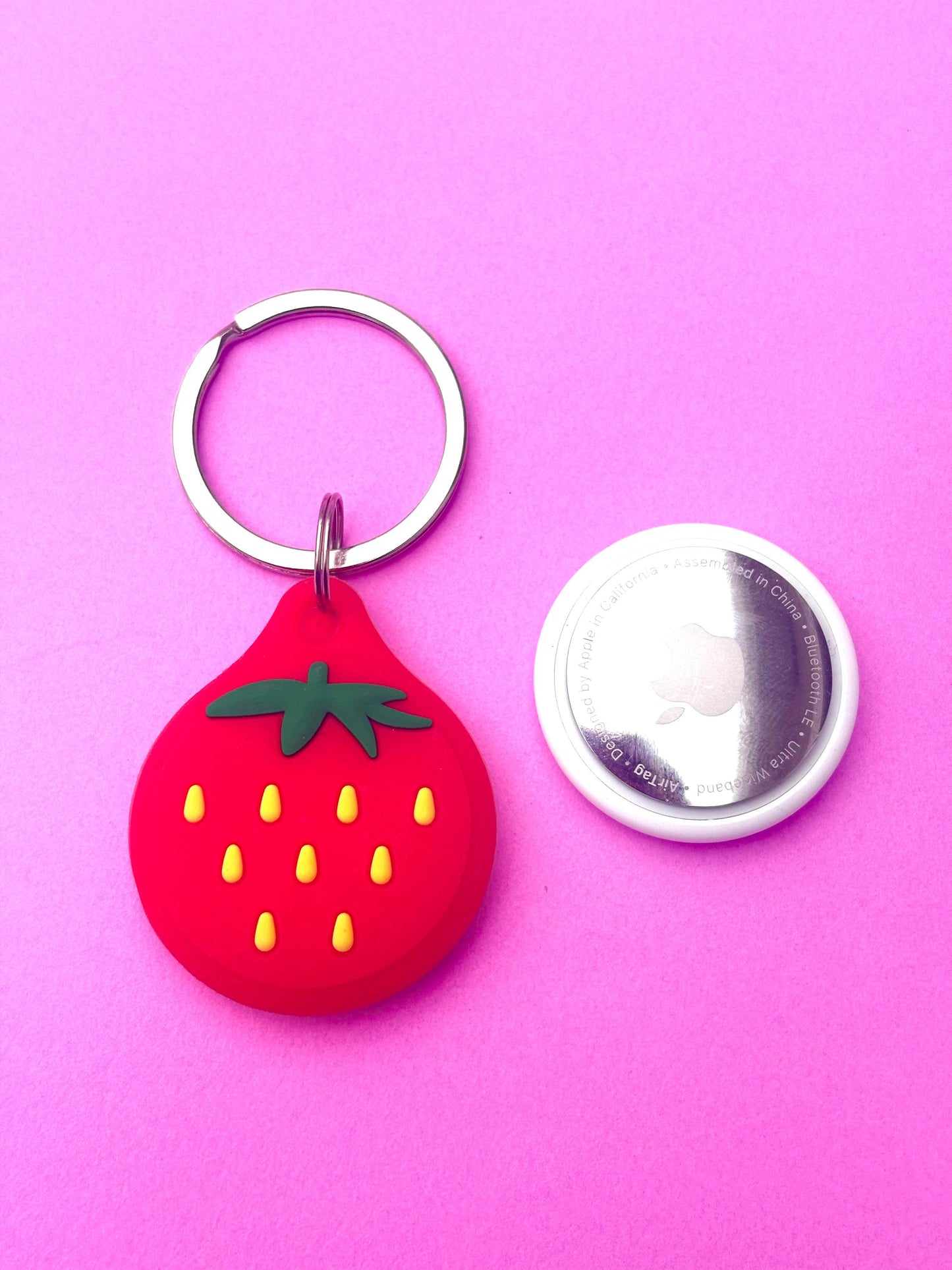Strawberry Cartoon Silicone AirTag Cover Keychain — Fun AirTag Holder for Kids’ Backpack & Shoes - PACK OF JOY