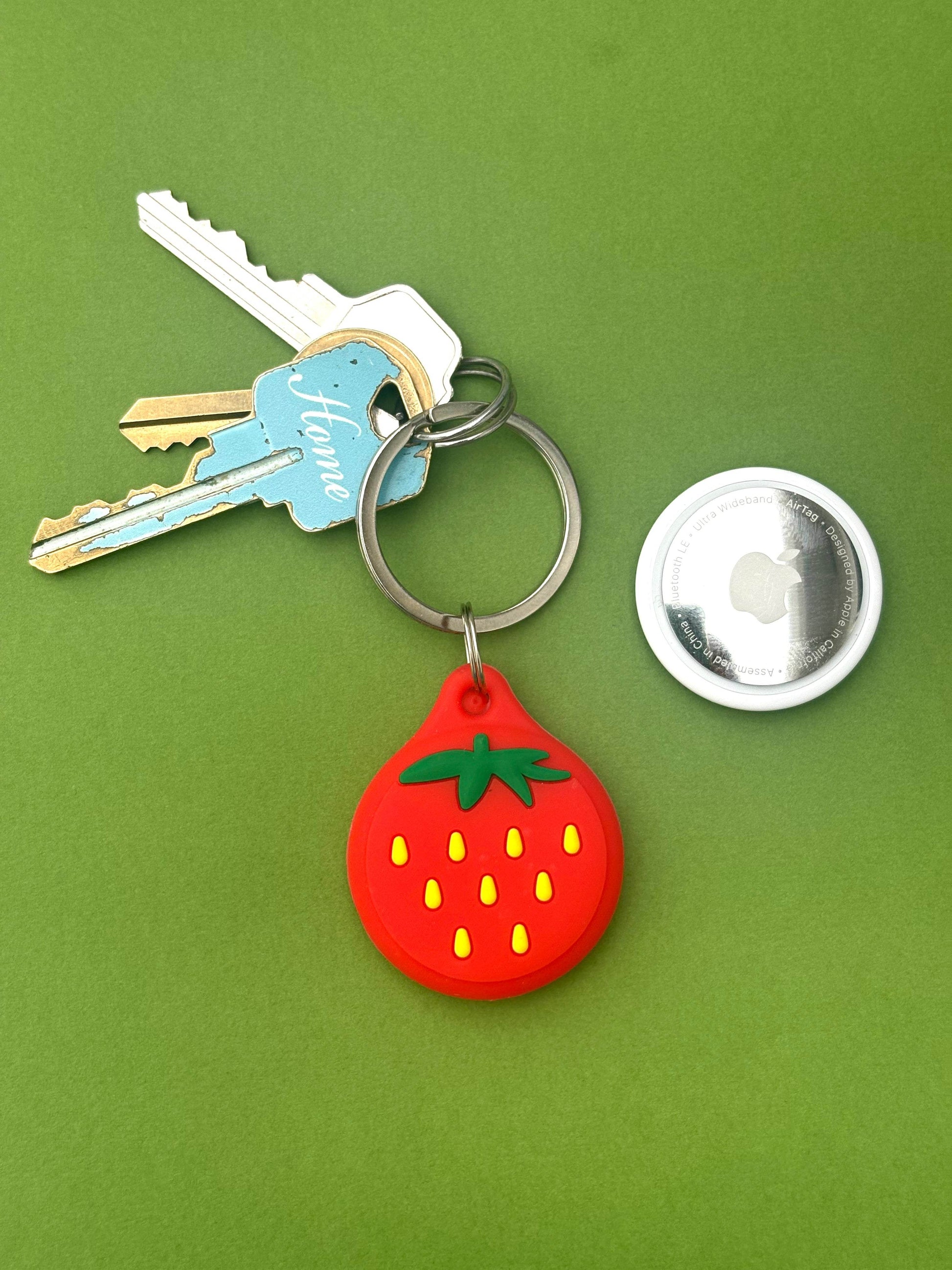 Strawberry Cartoon Silicone AirTag Cover Keychain — Fun AirTag Holder for Kids’ Backpack & Shoes - PACK OF JOY