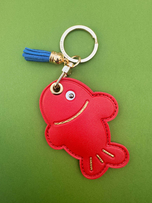 Red Fish Vegan Leather AirTag Holder Keychain — Cute Ocean Theme AirTag Case - PACK OF JOY