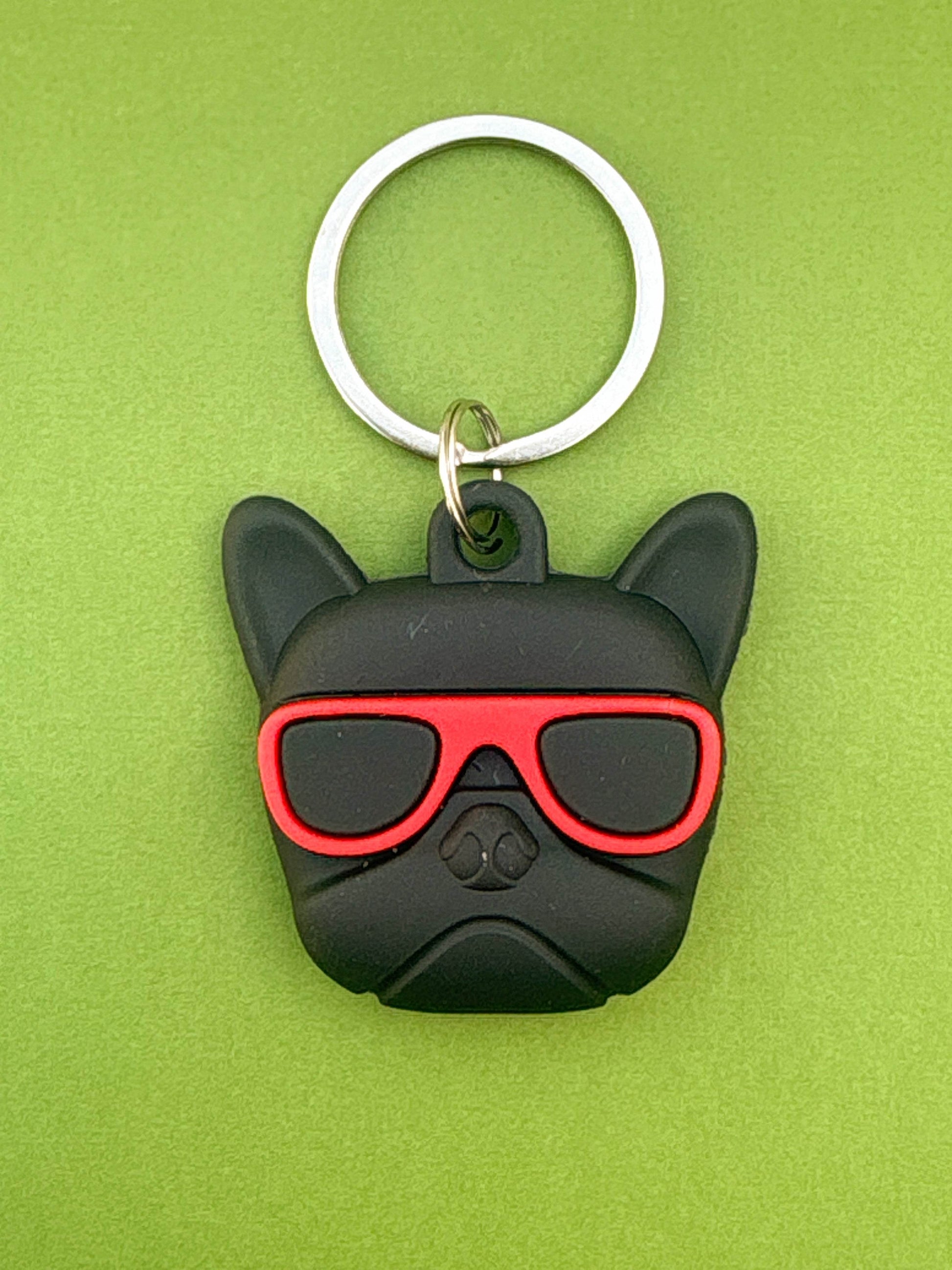 Colorful Cartoon Bulldog Silicone AirTag Cover Keychain — Fun AirTag Holder for Kids’ Backpack or Shoes - PACK OF JOY
