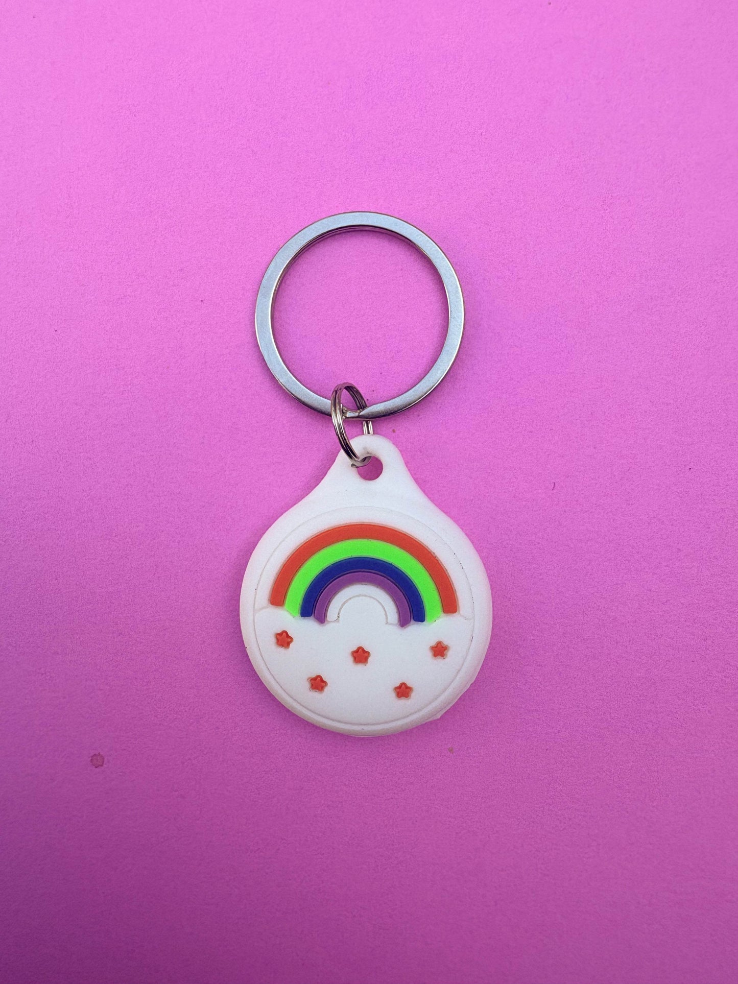 Rainbow Silicone AirTag Cover Keychain — Colorful AirTag Holder for Kids’ Backpacks & Shoes - PACK OF JOY