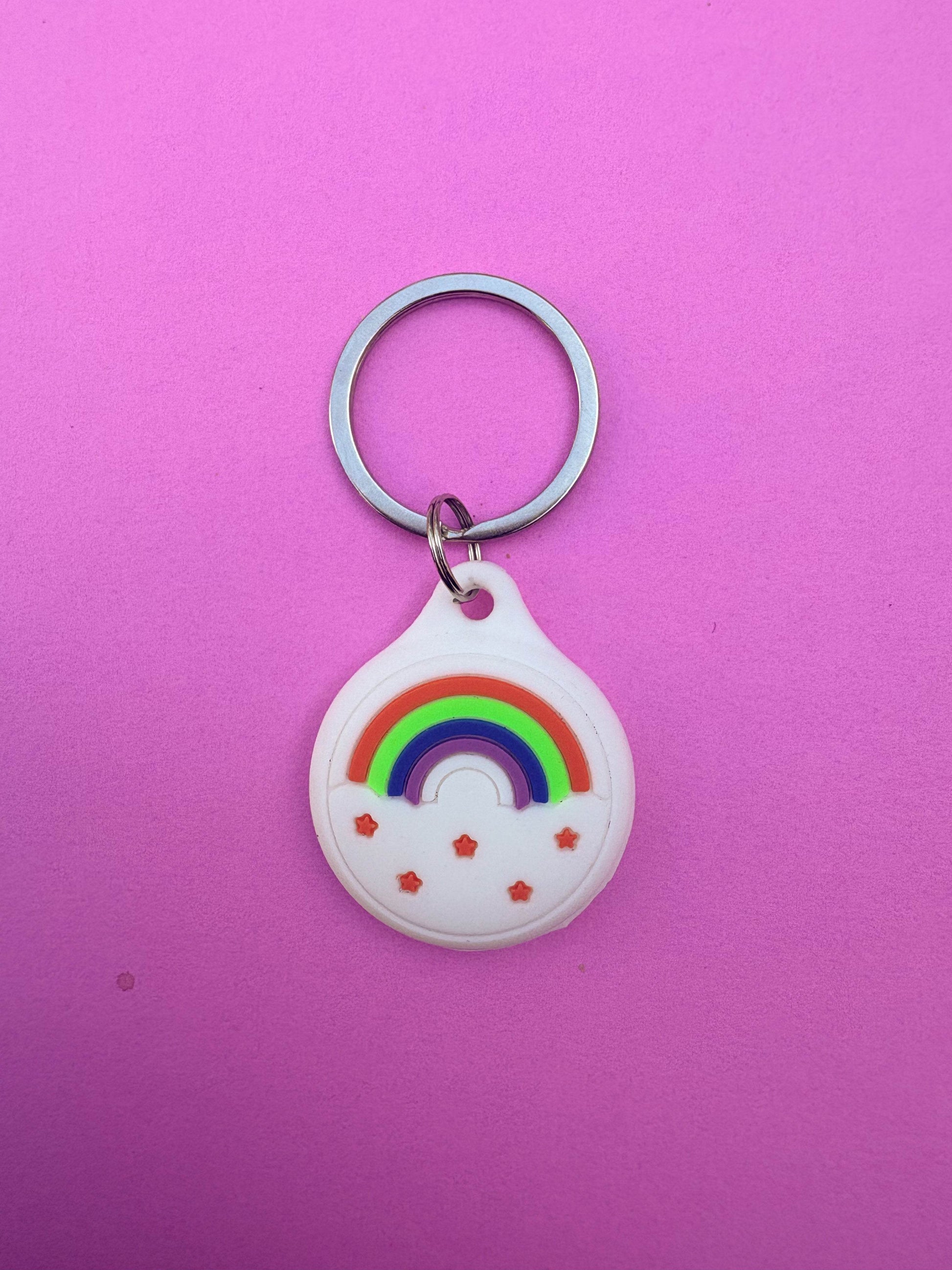 Rainbow Silicone AirTag Cover Keychain — Colorful AirTag Holder for Kids’ Backpacks & Shoes - PACK OF JOY