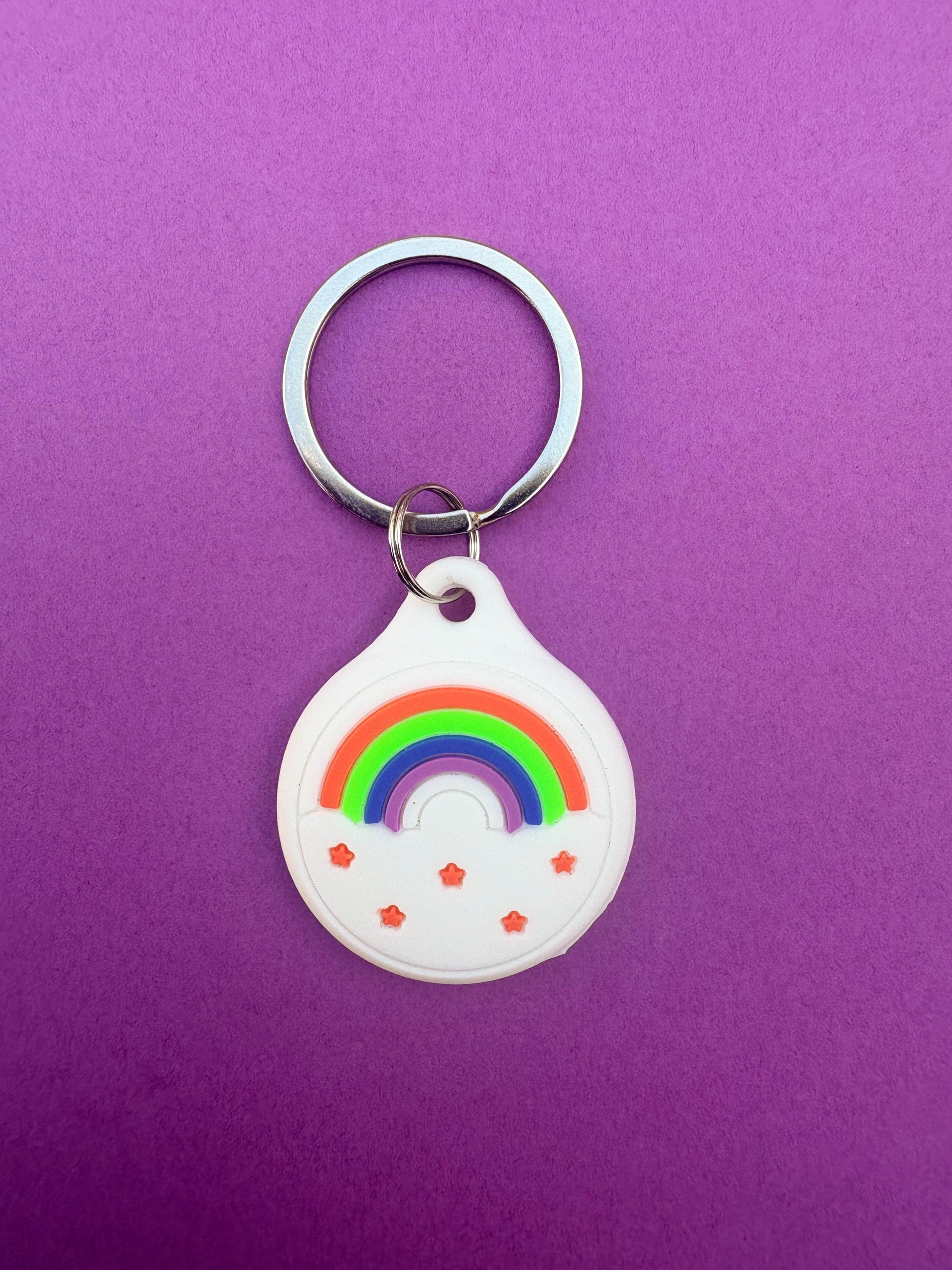 Rainbow Silicone AirTag Cover Keychain — Colorful AirTag Holder for Kids’ Backpacks & Shoes - PACK OF JOY