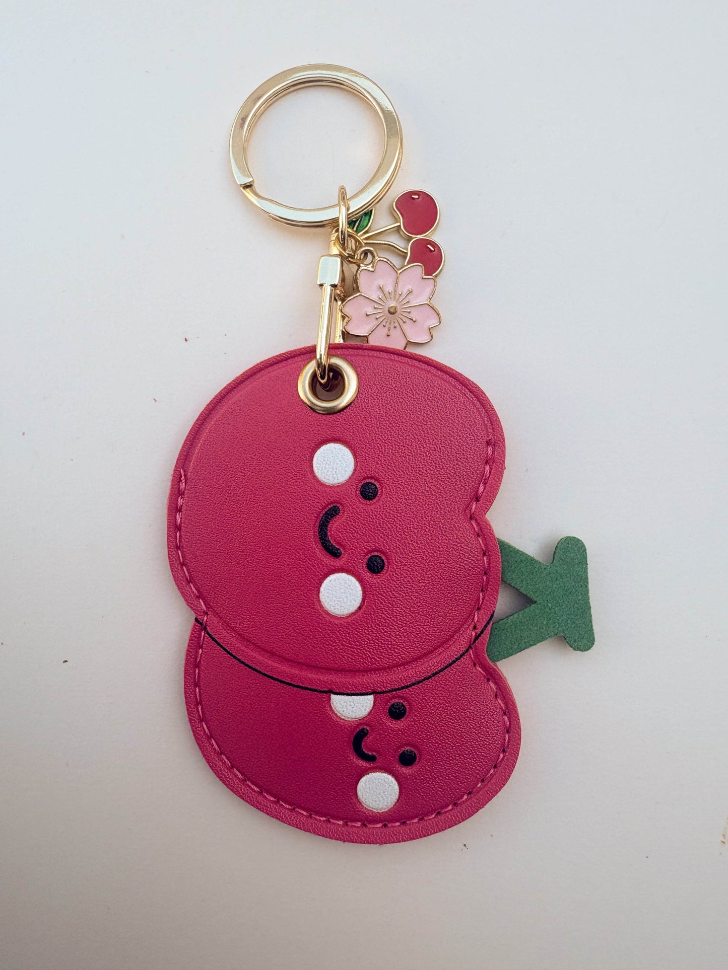 Cherry Pink Vegan Leather AirTag Holder Keychain — Stylish AirTag Case with Tassel Charm - PACK OF JOY