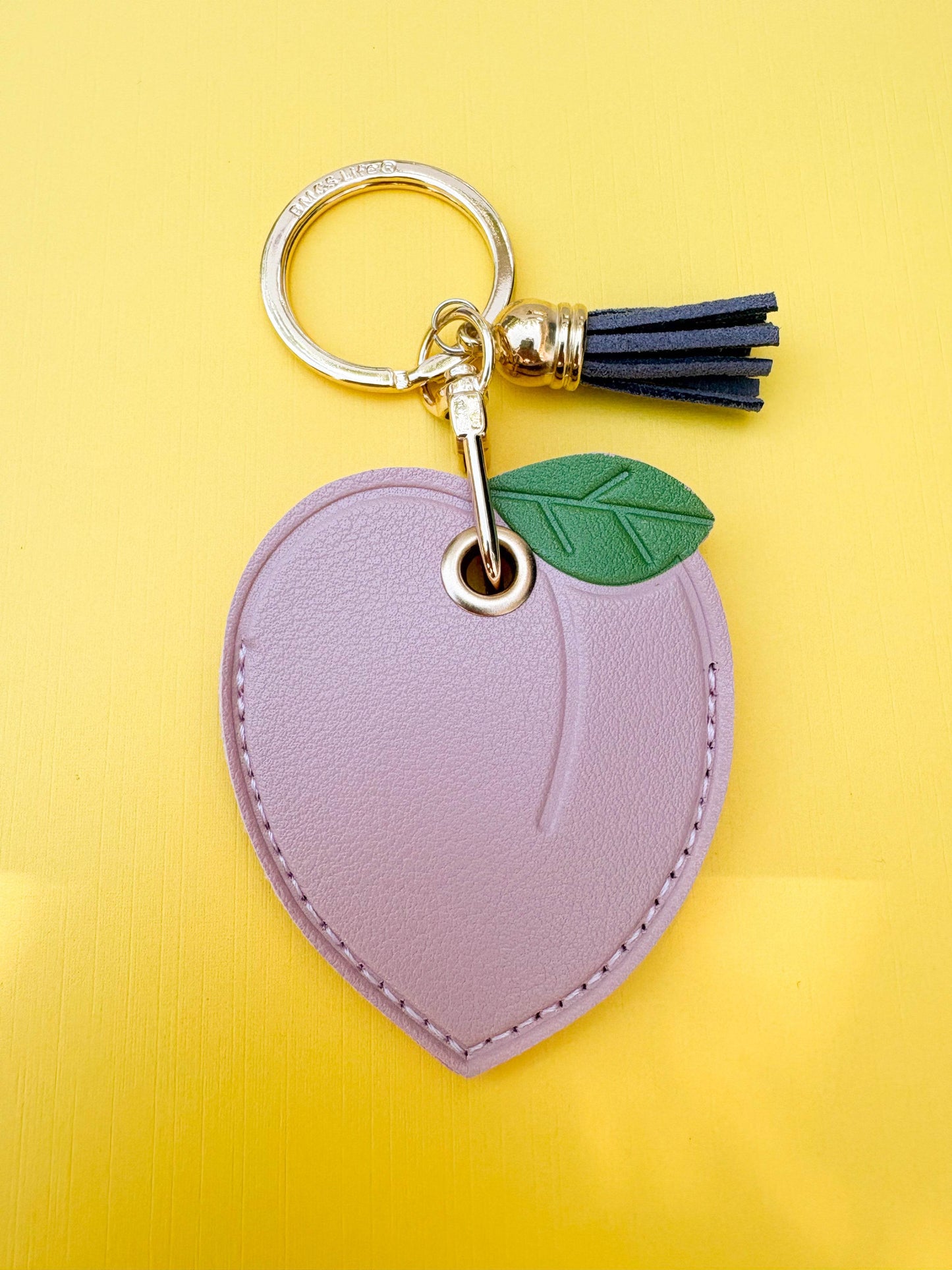 Peach Vegan Leather AirTag Case Keychain — Cute AirTag Holder with Fruit Charm - PACK OF JOY