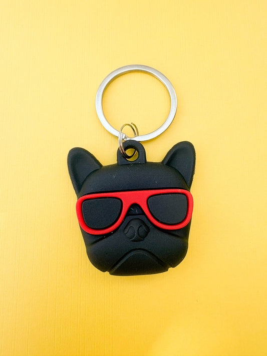Colorful Cartoon Bulldog Silicone AirTag Cover Keychain — Fun AirTag Holder for Kids’ Backpack or Shoes - PACK OF JOY