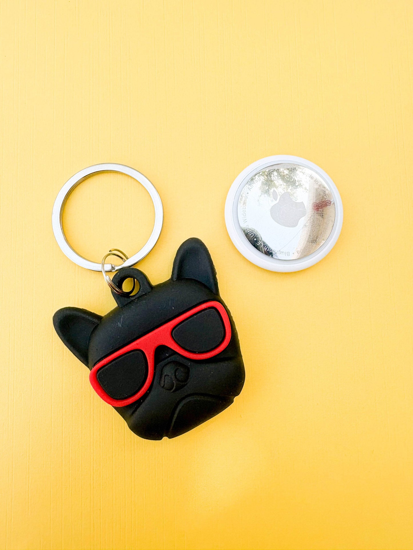 Colorful Cartoon Bulldog Silicone AirTag Cover Keychain — Fun AirTag Holder for Kids’ Backpack or Shoes - PACK OF JOY