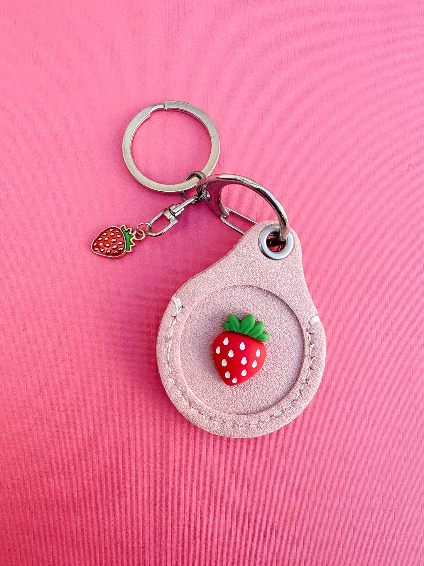 Strawberry AirTag Holder | Vegan Leather AirTag Case Keychain