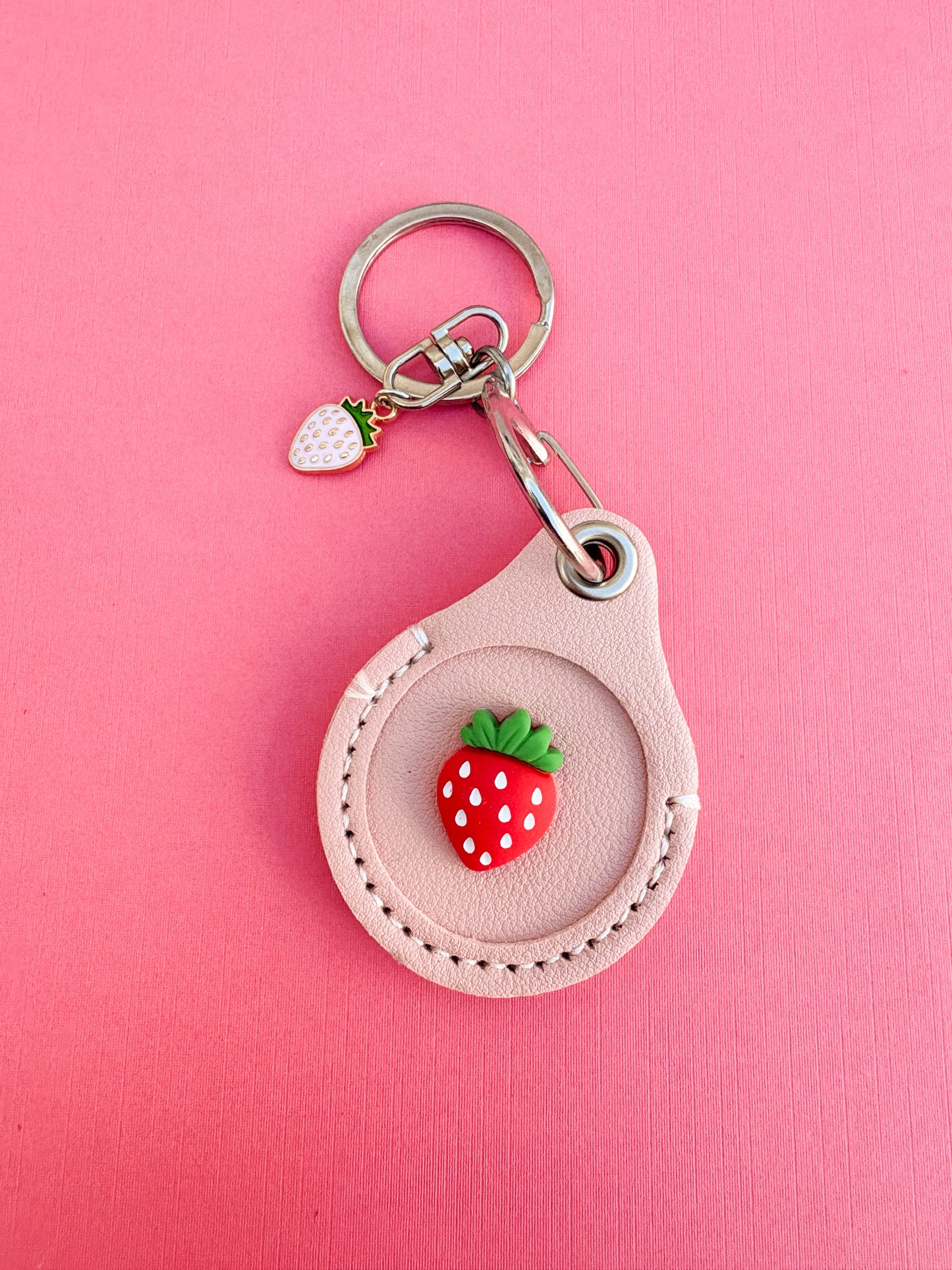 Strawberry AirTag Holder | Vegan Leather AirTag Case Keychain