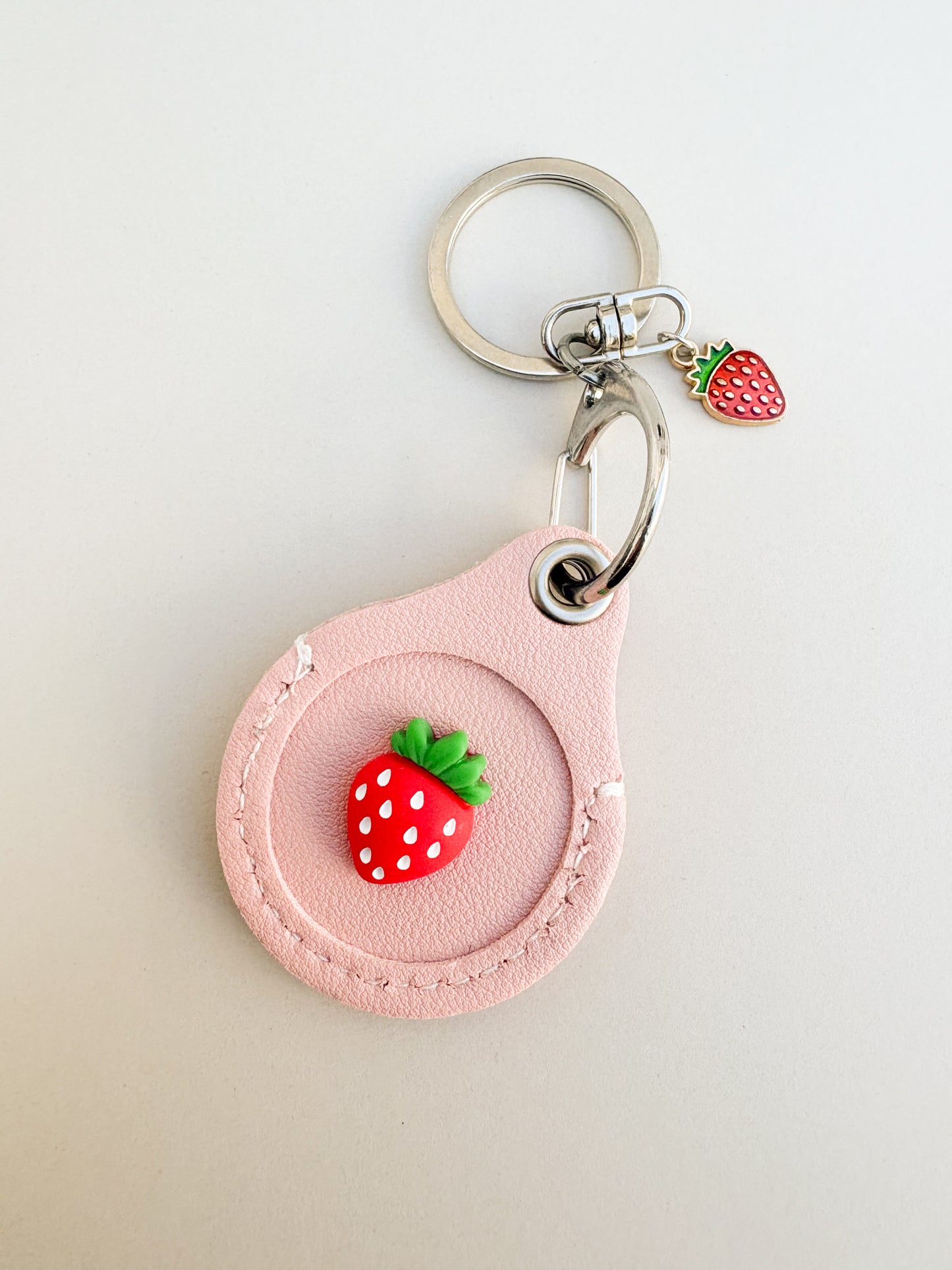 Strawberry AirTag Holder | Vegan Leather AirTag Case Keychain