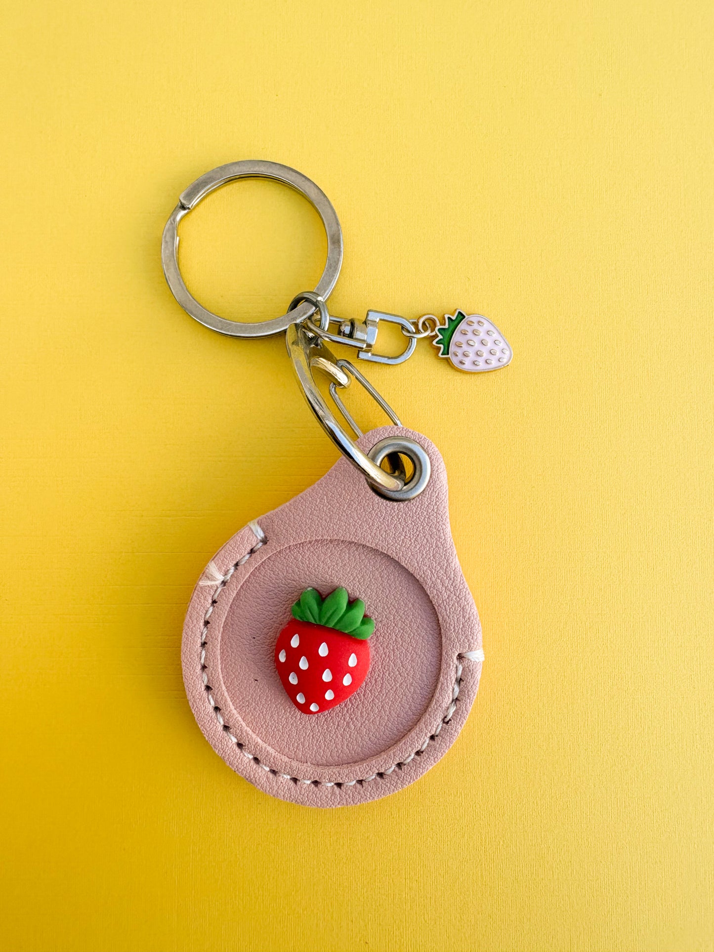 Strawberry AirTag Holder | Vegan Leather AirTag Case Keychain