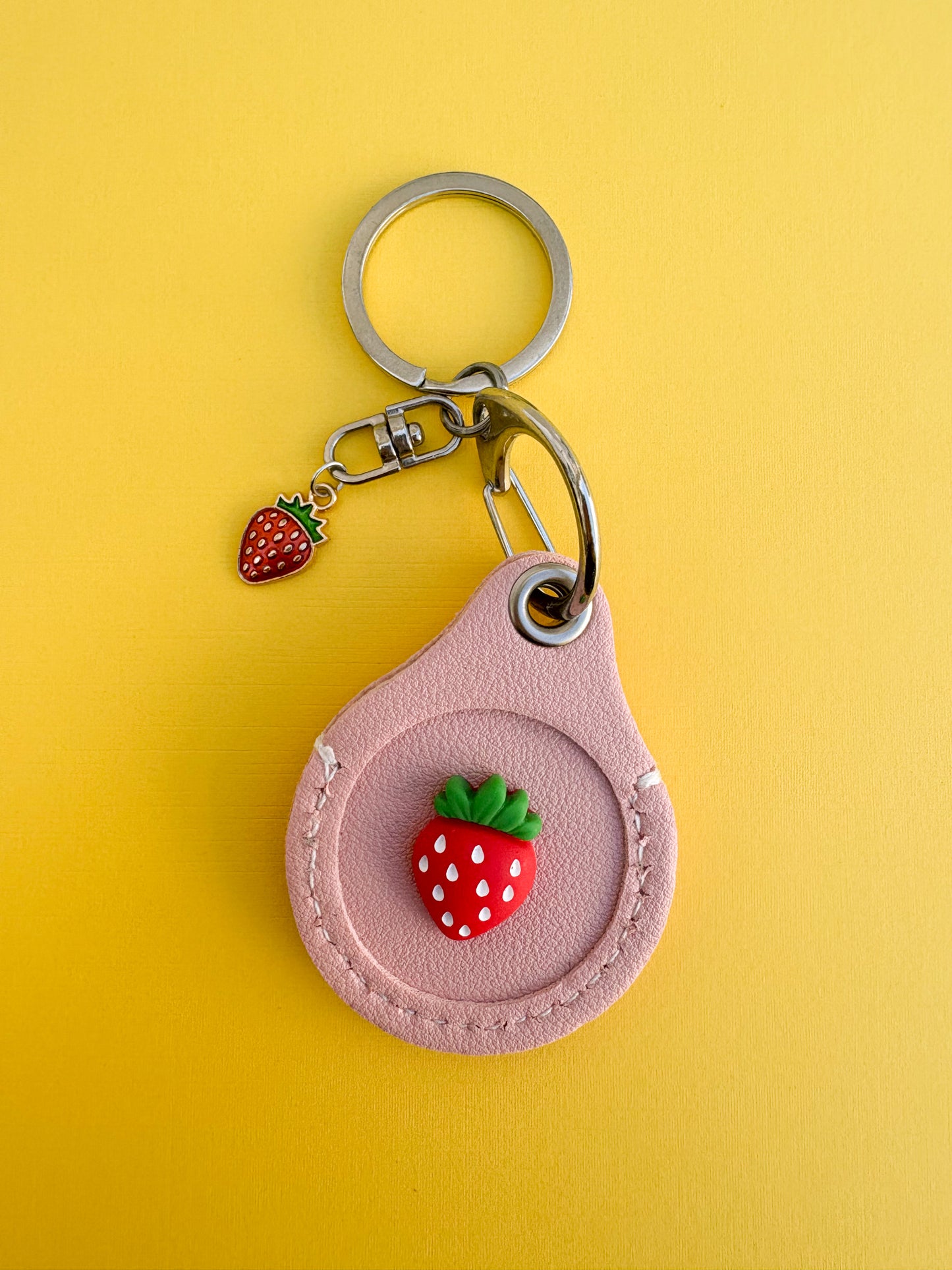 Strawberry AirTag Holder | Vegan Leather AirTag Case Keychain