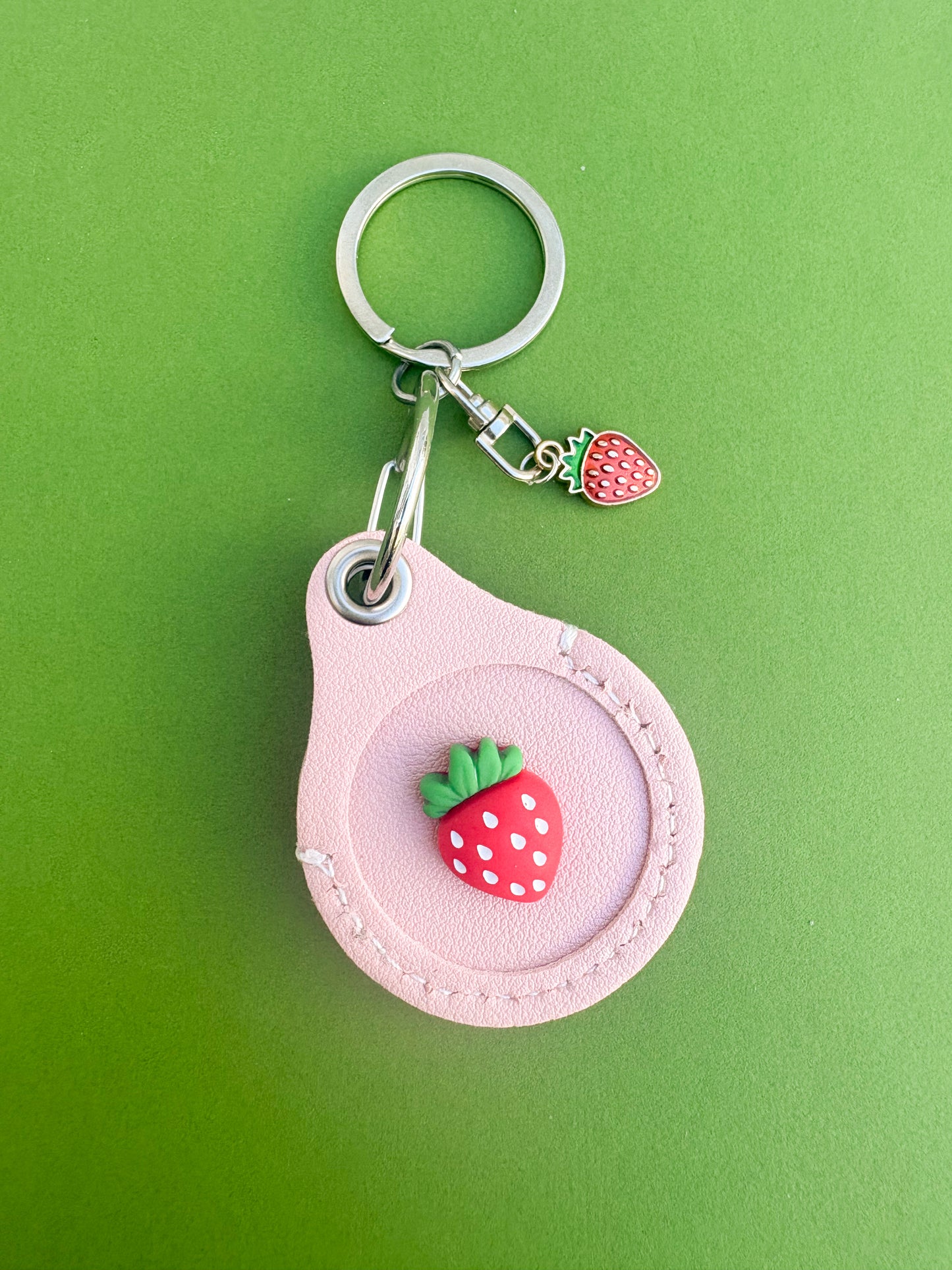 Strawberry AirTag Holder | Vegan Leather AirTag Case Keychain