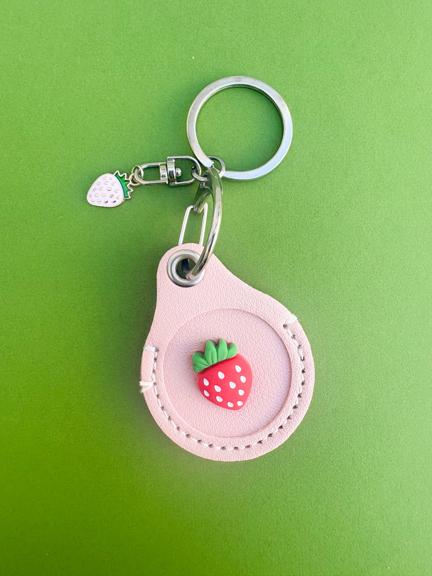 Strawberry AirTag Holder | Vegan Leather AirTag Case Keychain