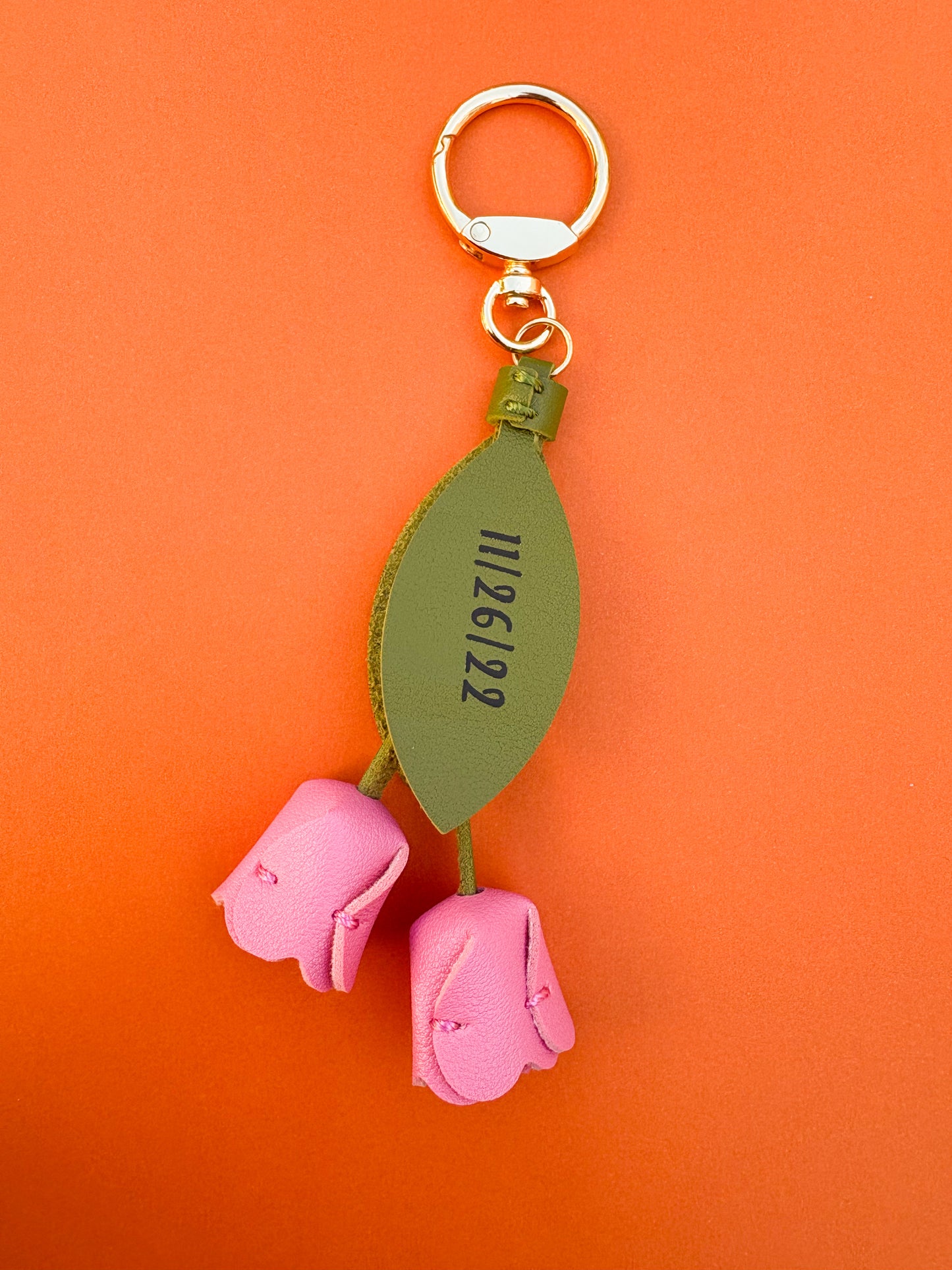 Personalized Vegan Leather Tulip Bag Charm- Gift Elegance To A Loved One