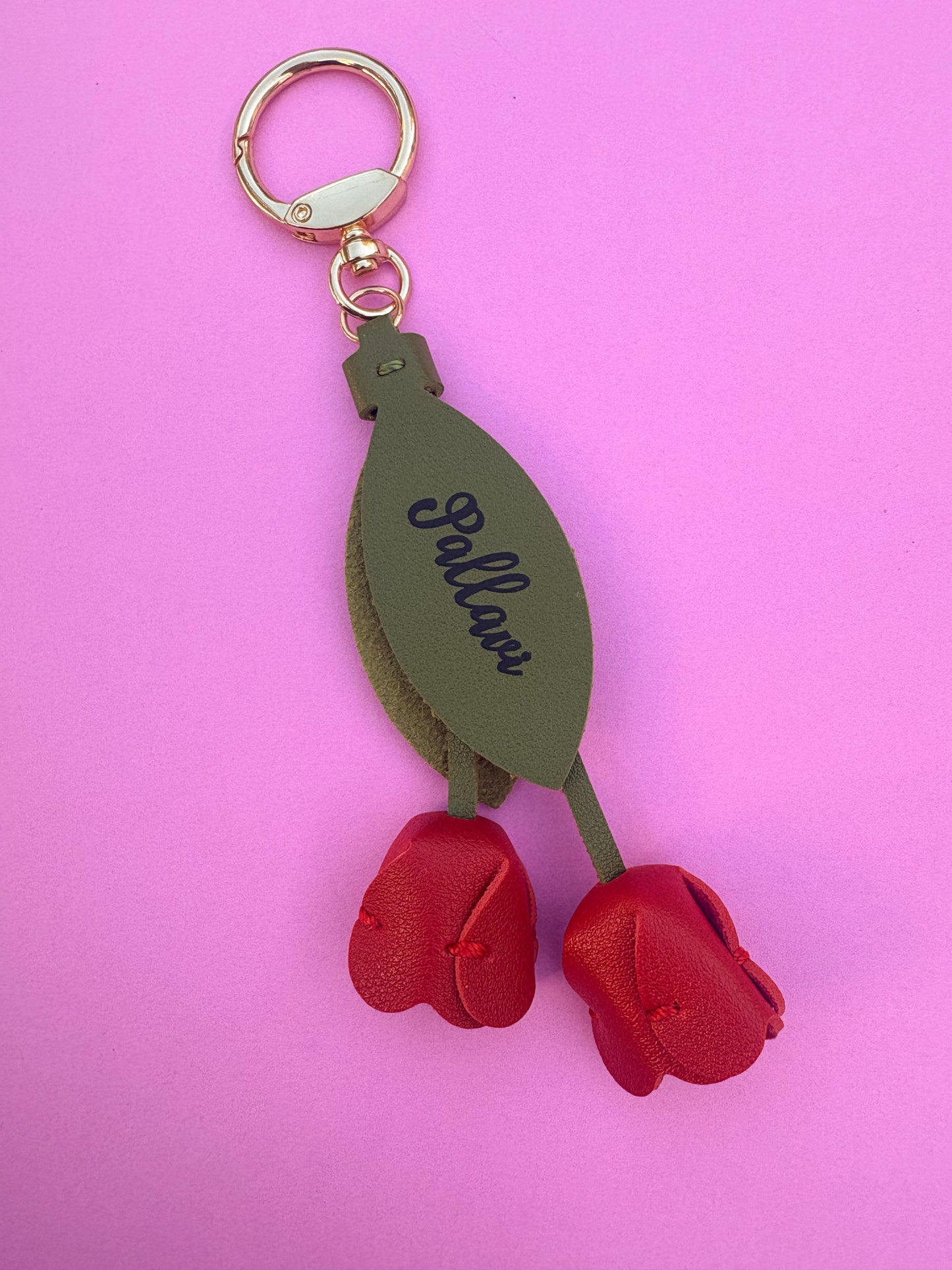 Personalized Vegan Leather Tulip Bag Charm- Gift Elegance To A Loved One