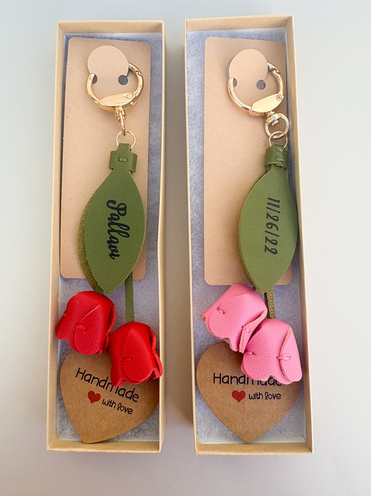 Personalized Vegan Leather Tulip Bag Charm- Gift Elegance To A Loved One