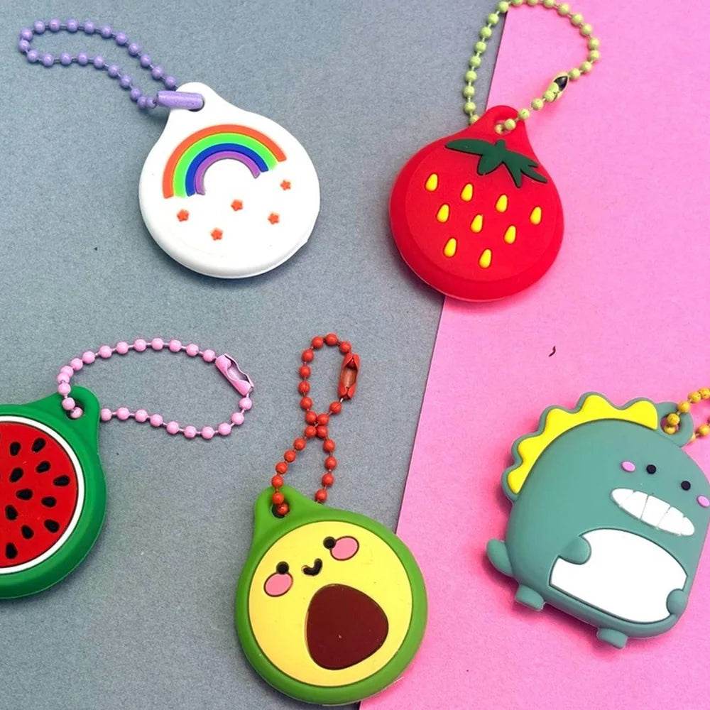 Colorful Dinosaur Silicone AirTag Holder Keychain — Fun AirTag Cover for Kids’ Backpacks & Shoes - PACK OF JOY